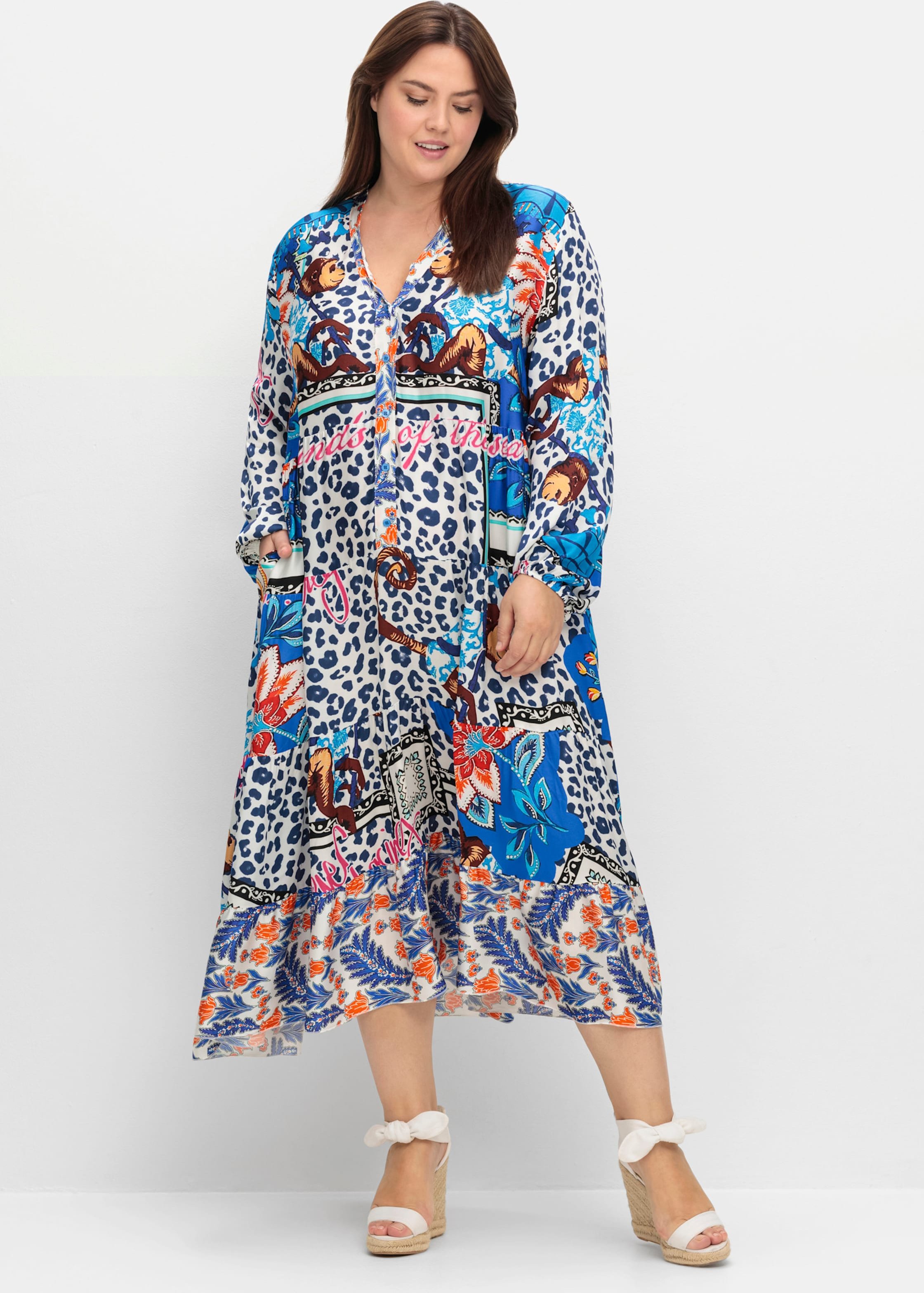 Sheego Maxikleid im Mustermix, in Satinqualität