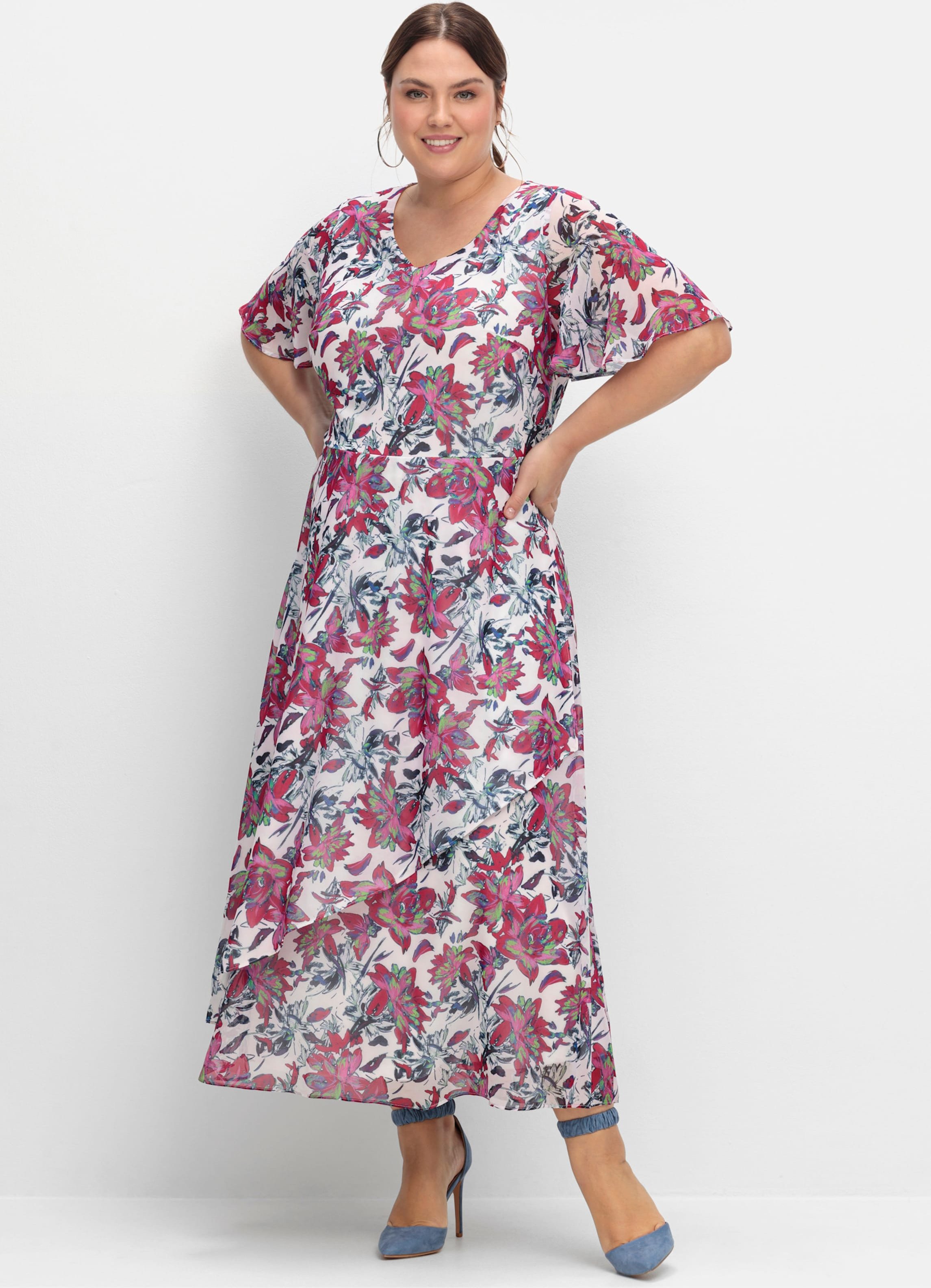 Sheego Chiffonkleid mit Blumenprint