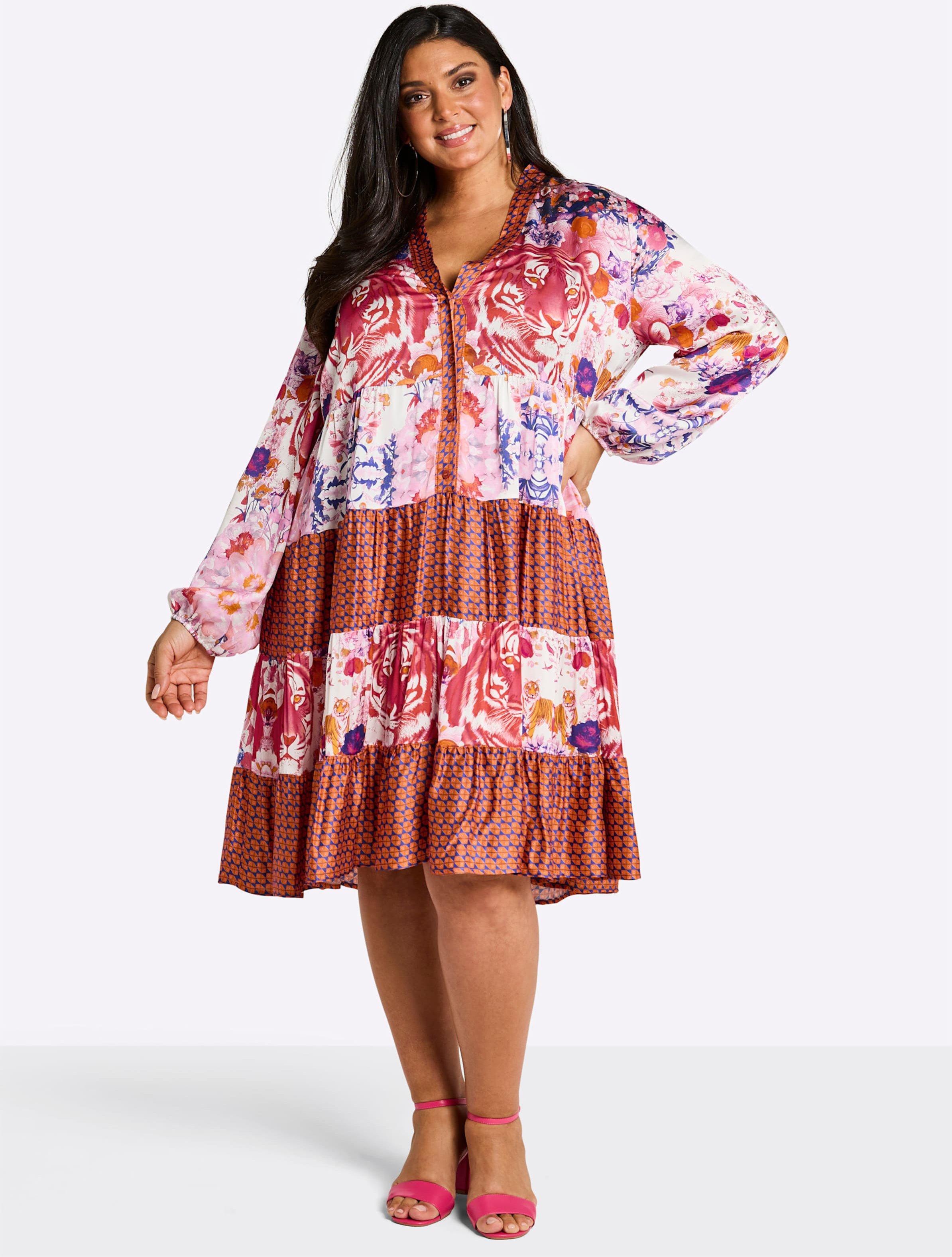 Sheego A-Linien-Kleid mit stufigem Volant