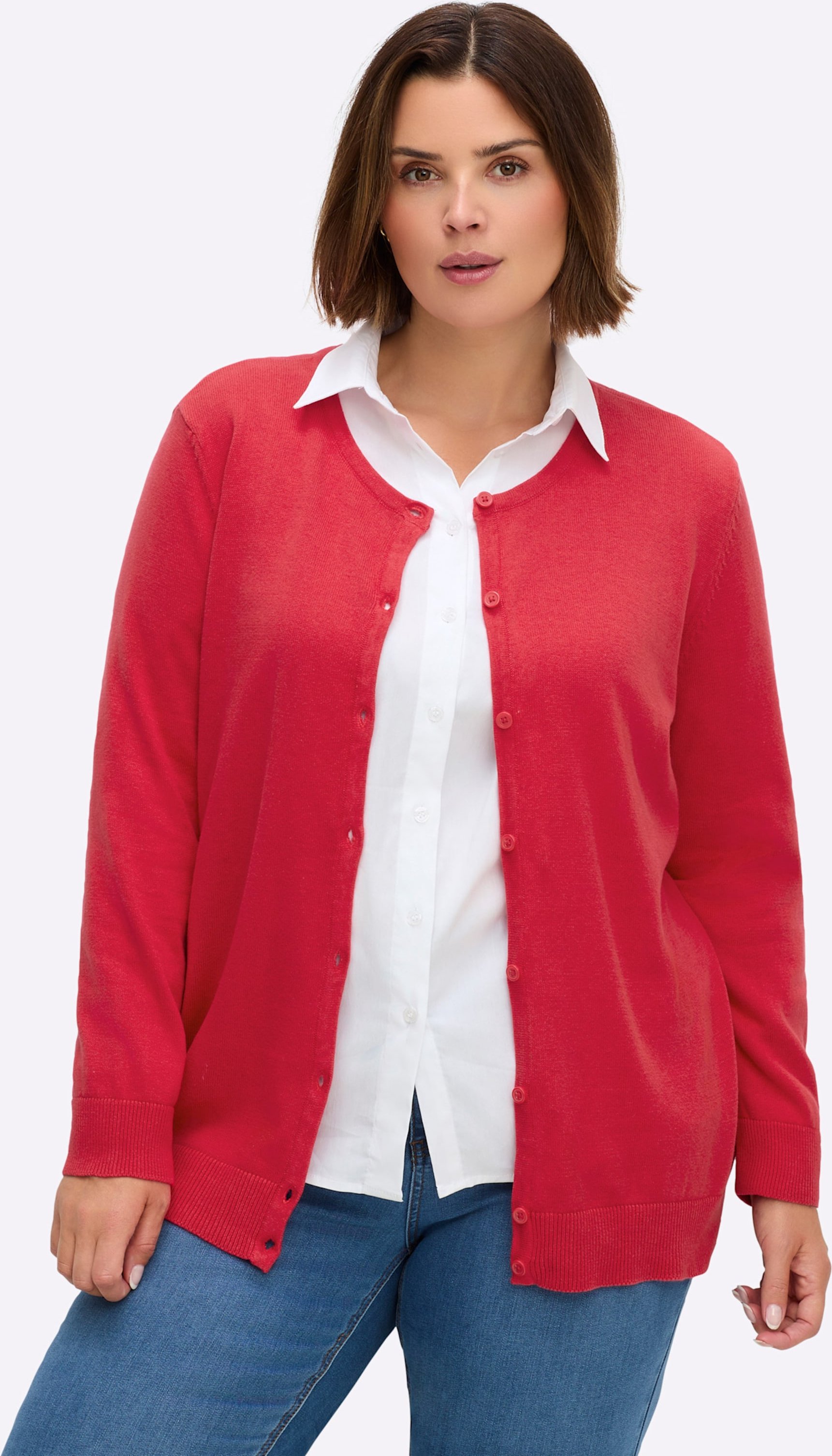 Sheego Strickjacke aus reiner Baumwolle