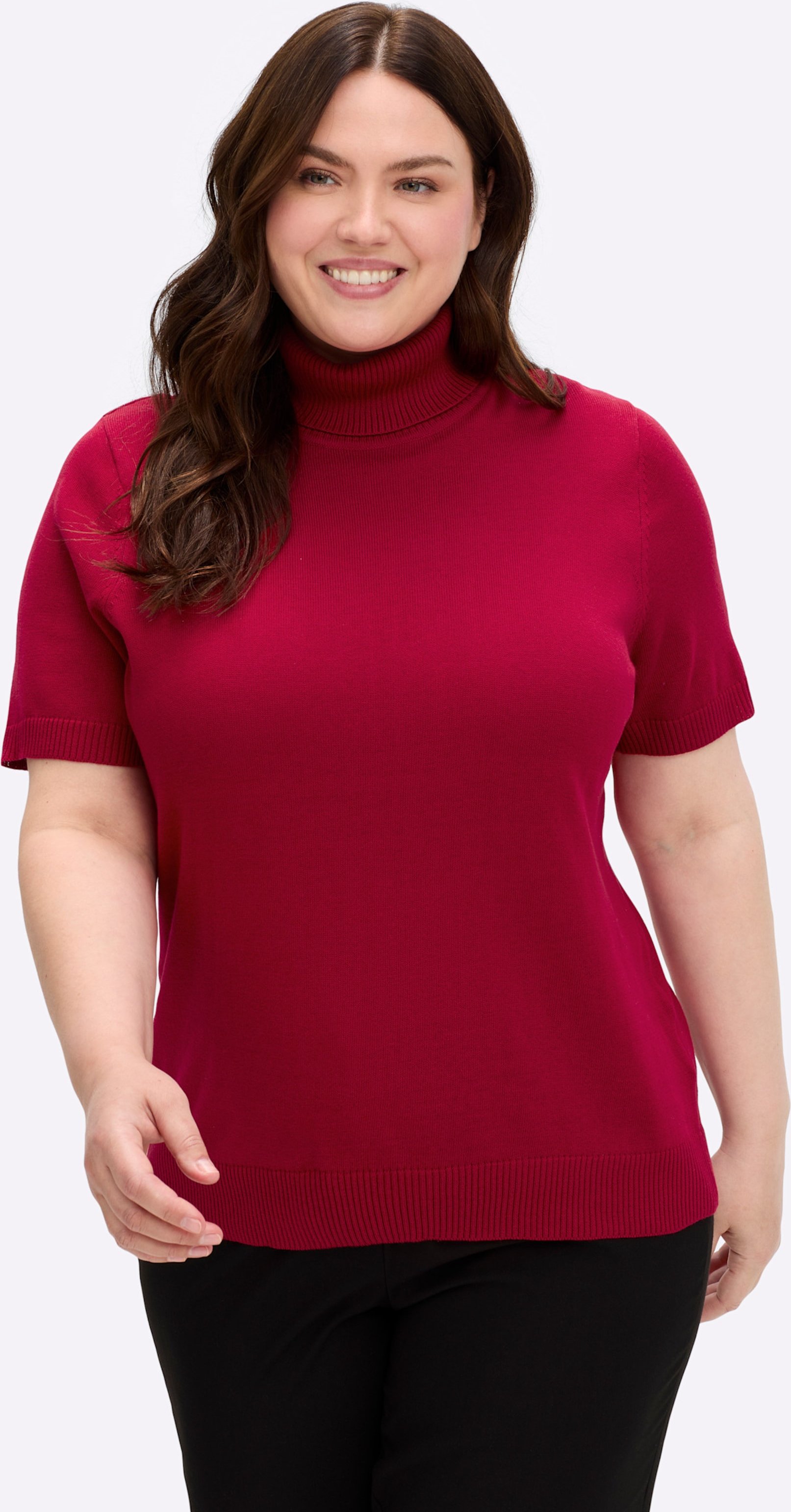 Thumbnail - Sheego Kurzarmpullover mit Rollkragen