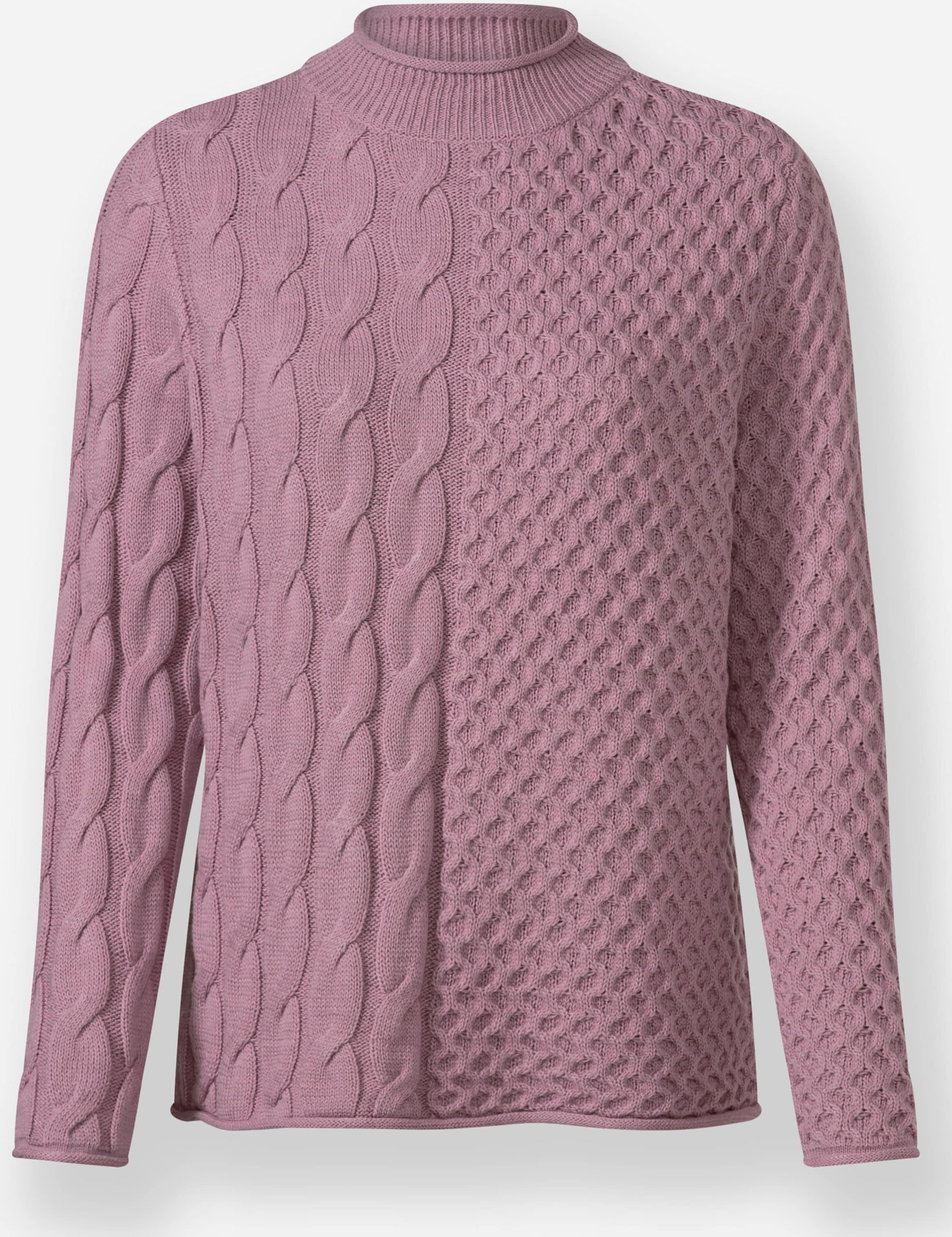 Sheego Stehkragenpullover im Strickmuster-Mix