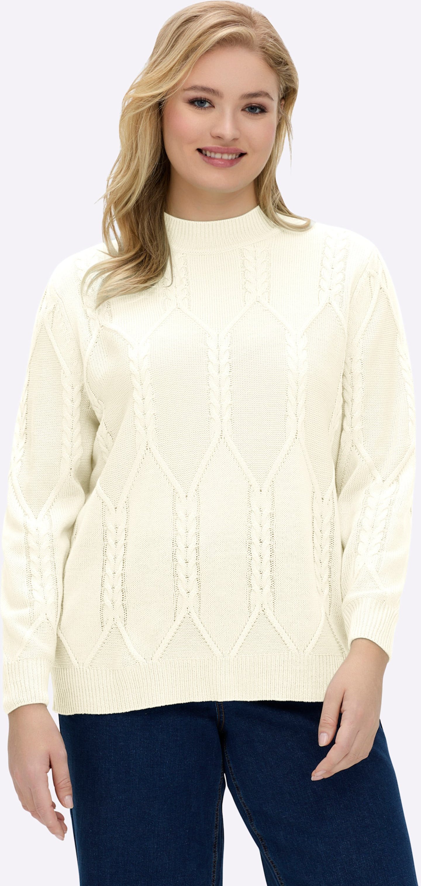 Sheego Langarm-Pullover mit Zopfmuster