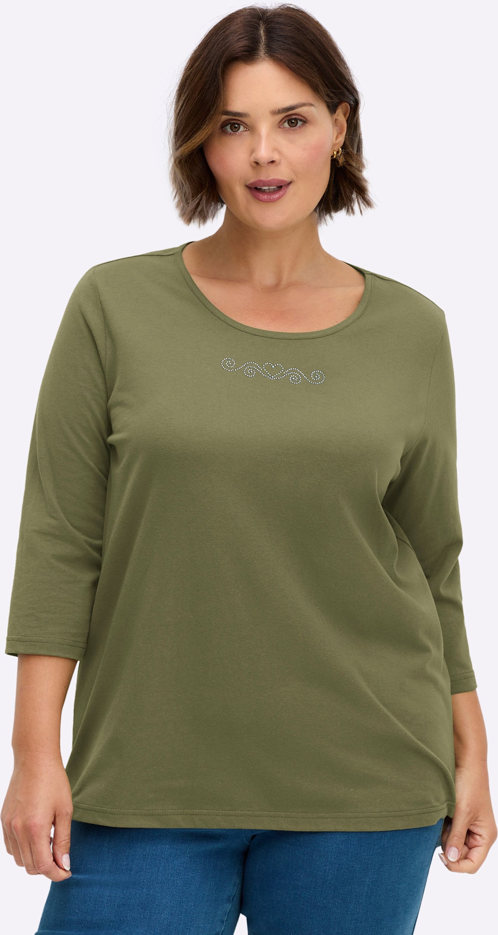 Sheego 3/4-Arm-Shirt mit Ziersteinchen
