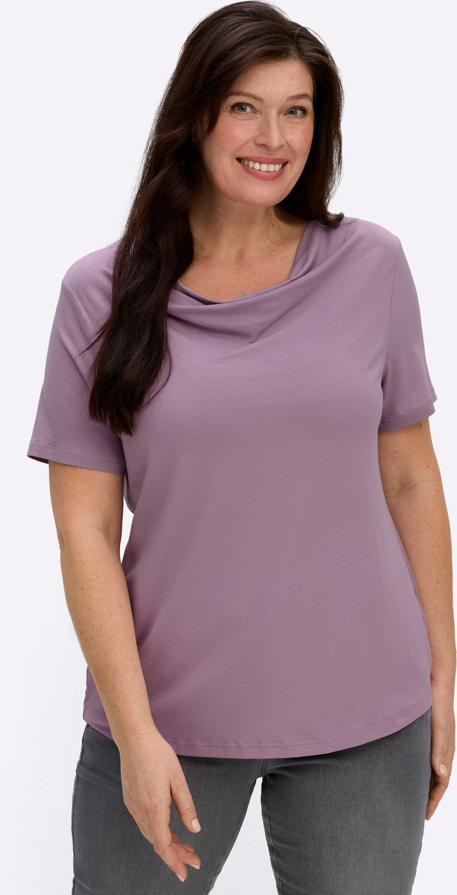 Sheego Wasserfallshirt mit kurzen Ärmeln