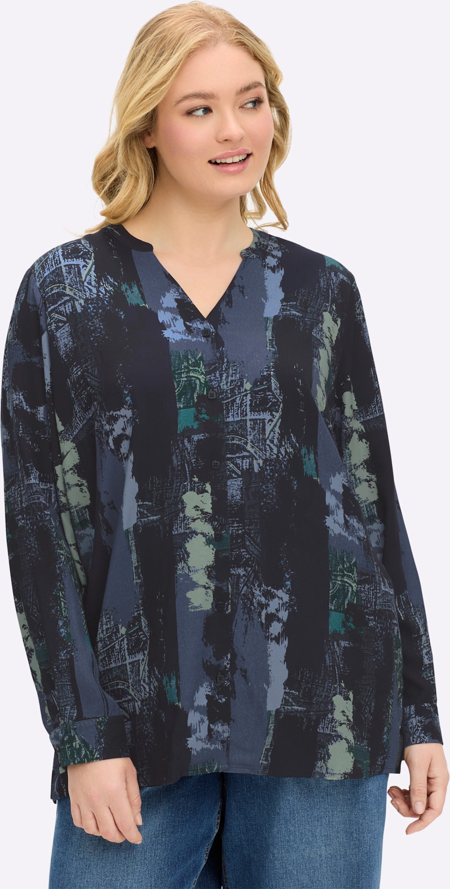 Thumbnail - Sheego Langarmbluse aus reiner Viskose, bedruckt