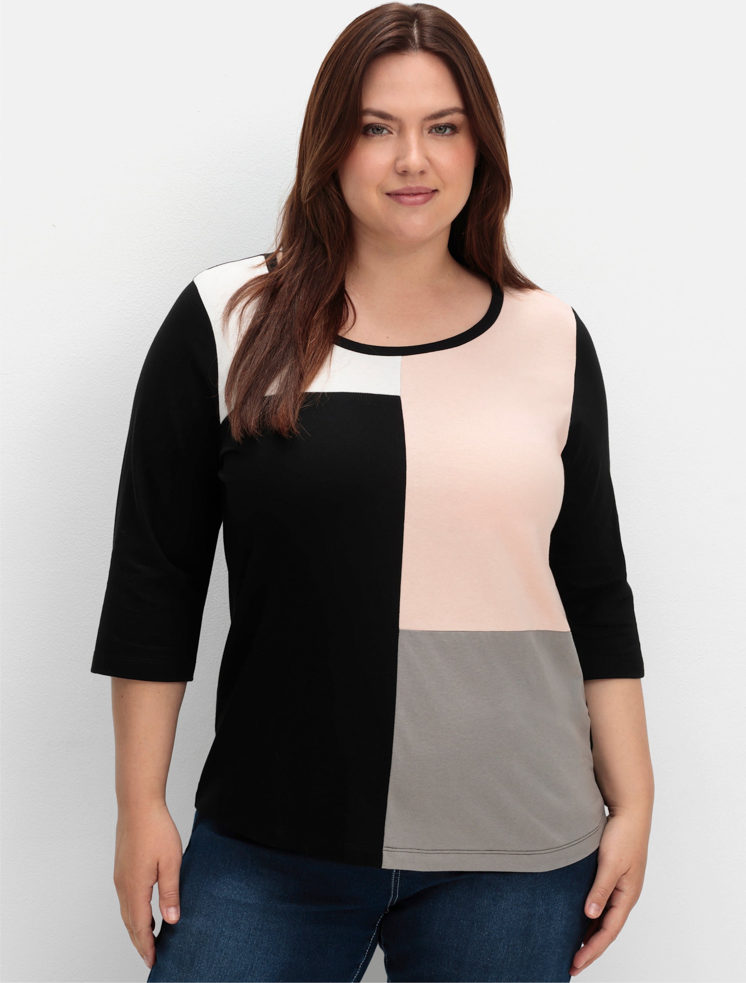 Sheego Langarmshirt mit Patchwork-Muster
