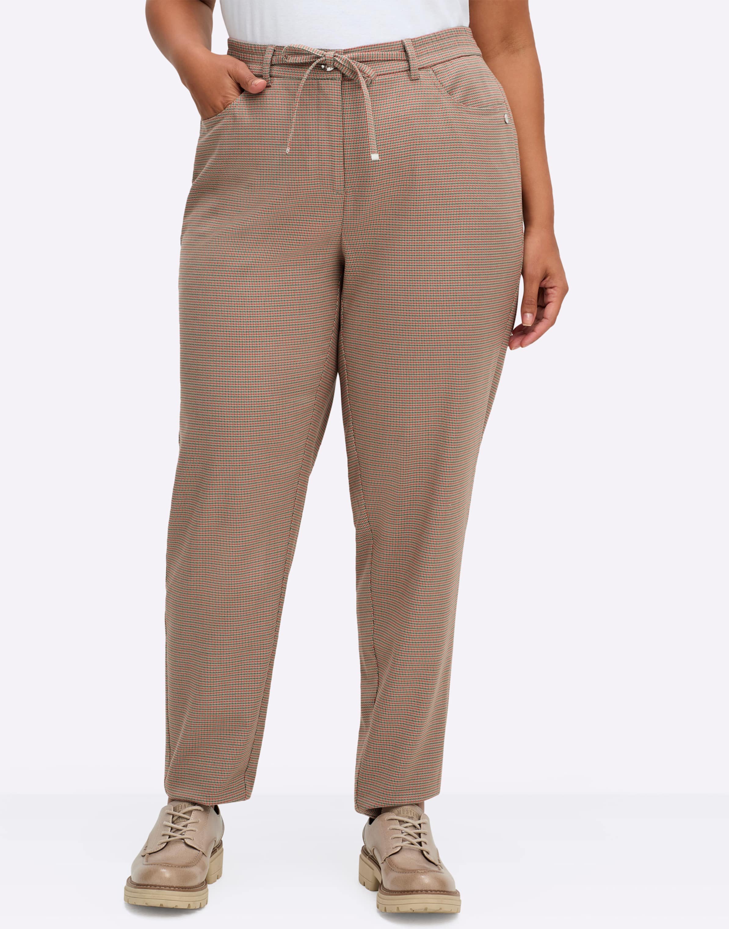 Sheego Schlupfhose im garngefärbten Karo, mit Bindegürtel