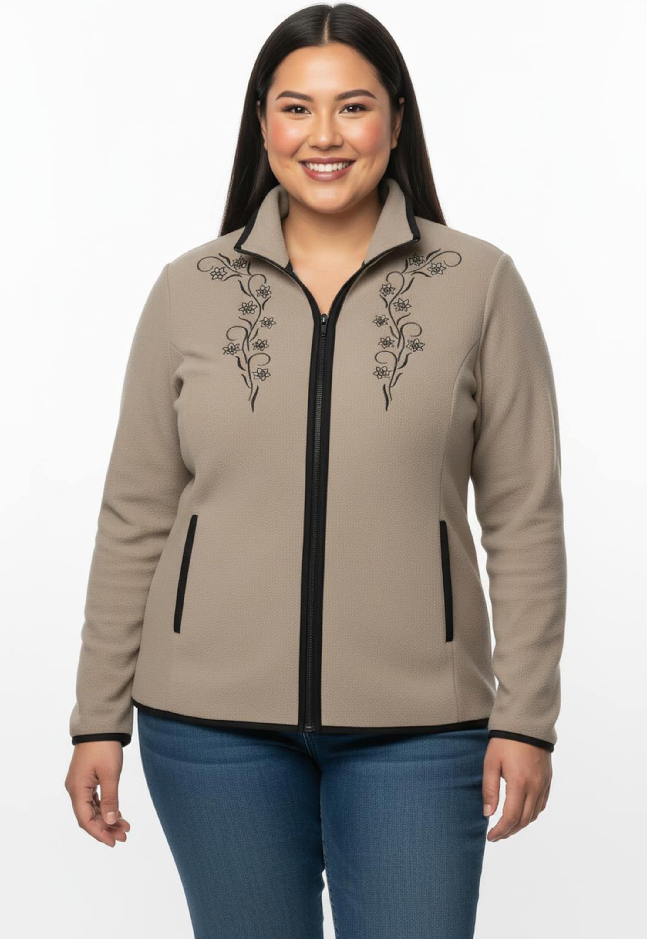 Sheego Fleecejacke mit Stickerei