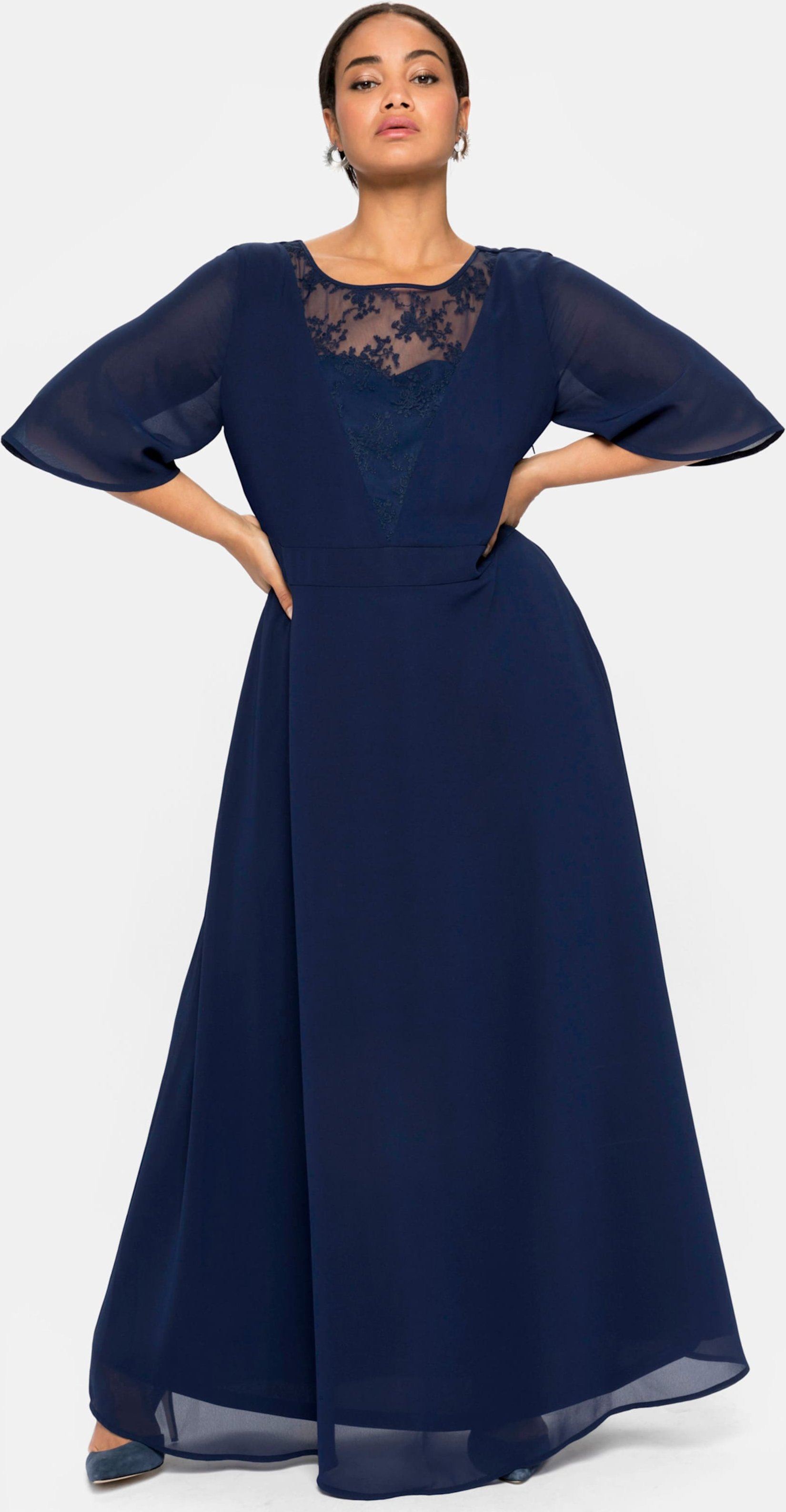 Sheego Abendkleid aus Chiffon, mit Spitzen-Einsatz