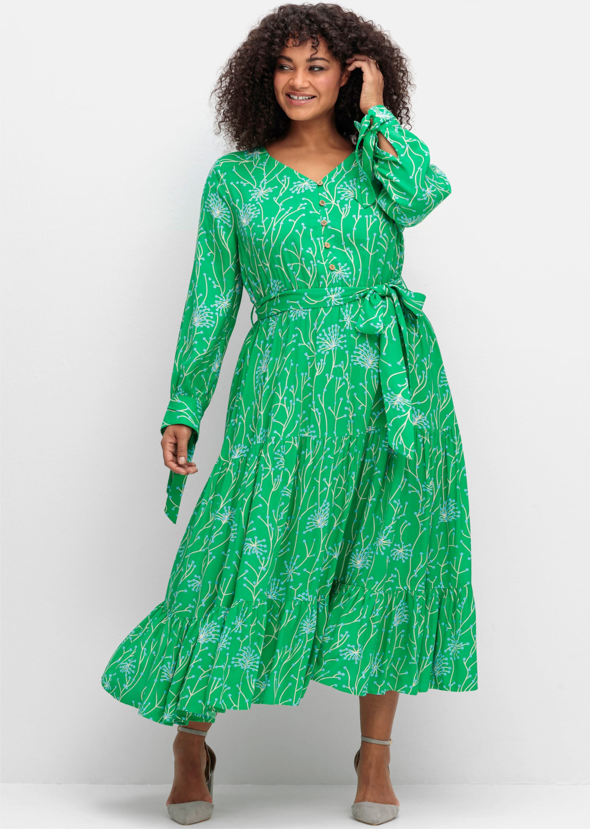 Sheego Maxikleid mit filigranem Druck