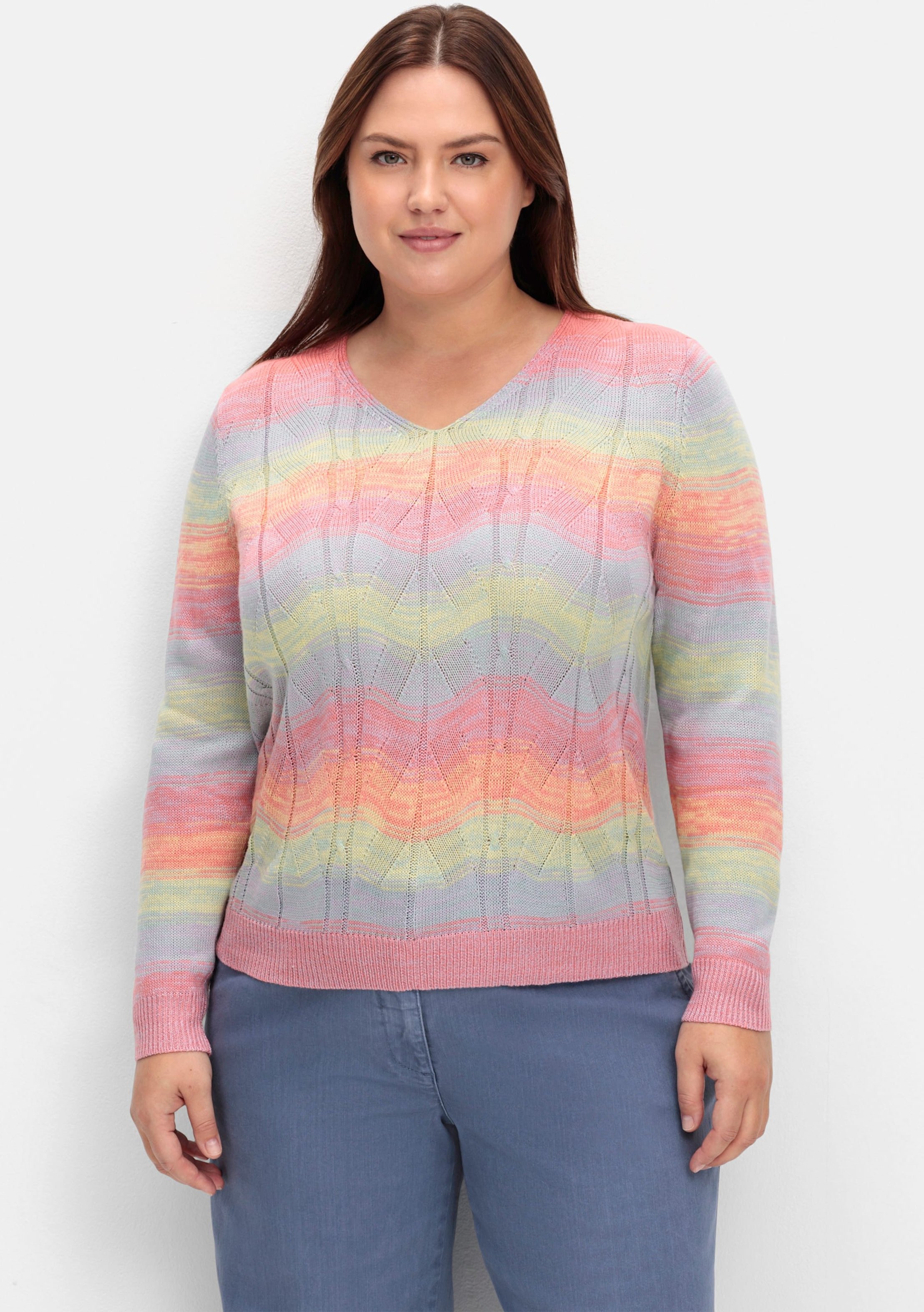 Sheego V-Ausschnitt-Pullover mit Farbverlauf