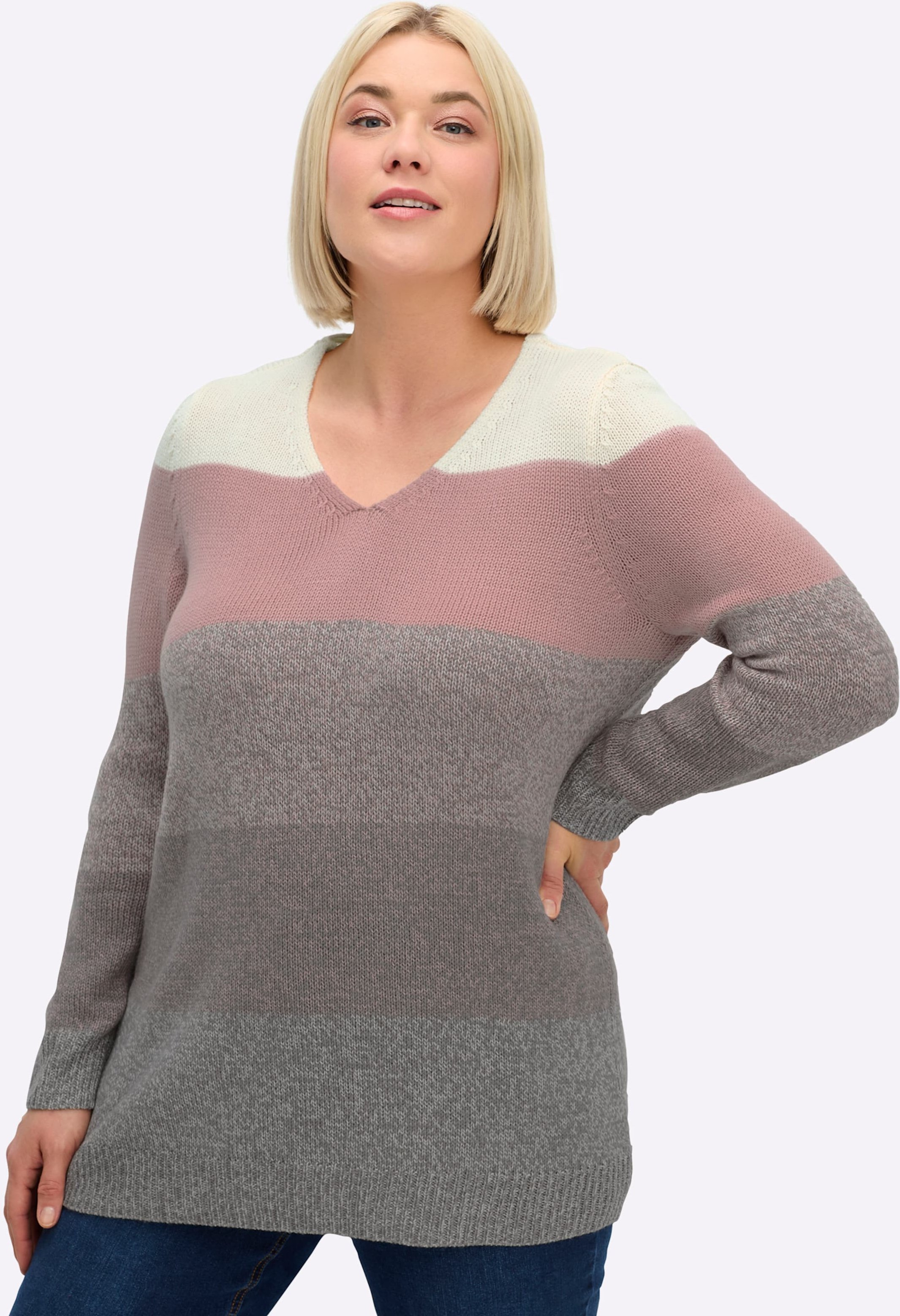 Sheego Longpullover mit Blockstreifen-Muster
