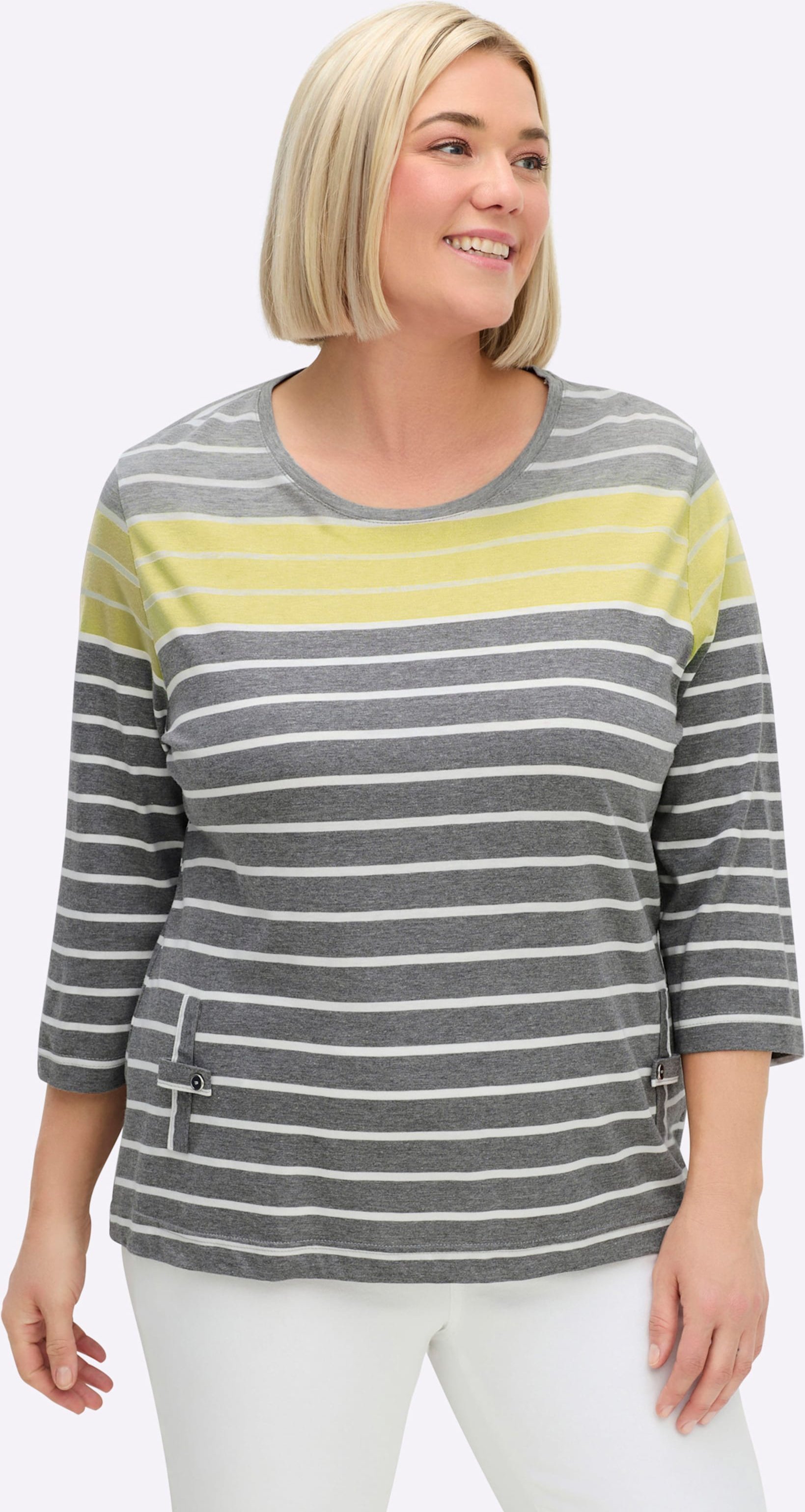 Sheego 3/4-Arm-Shirt mit 2 imitierten Taschen