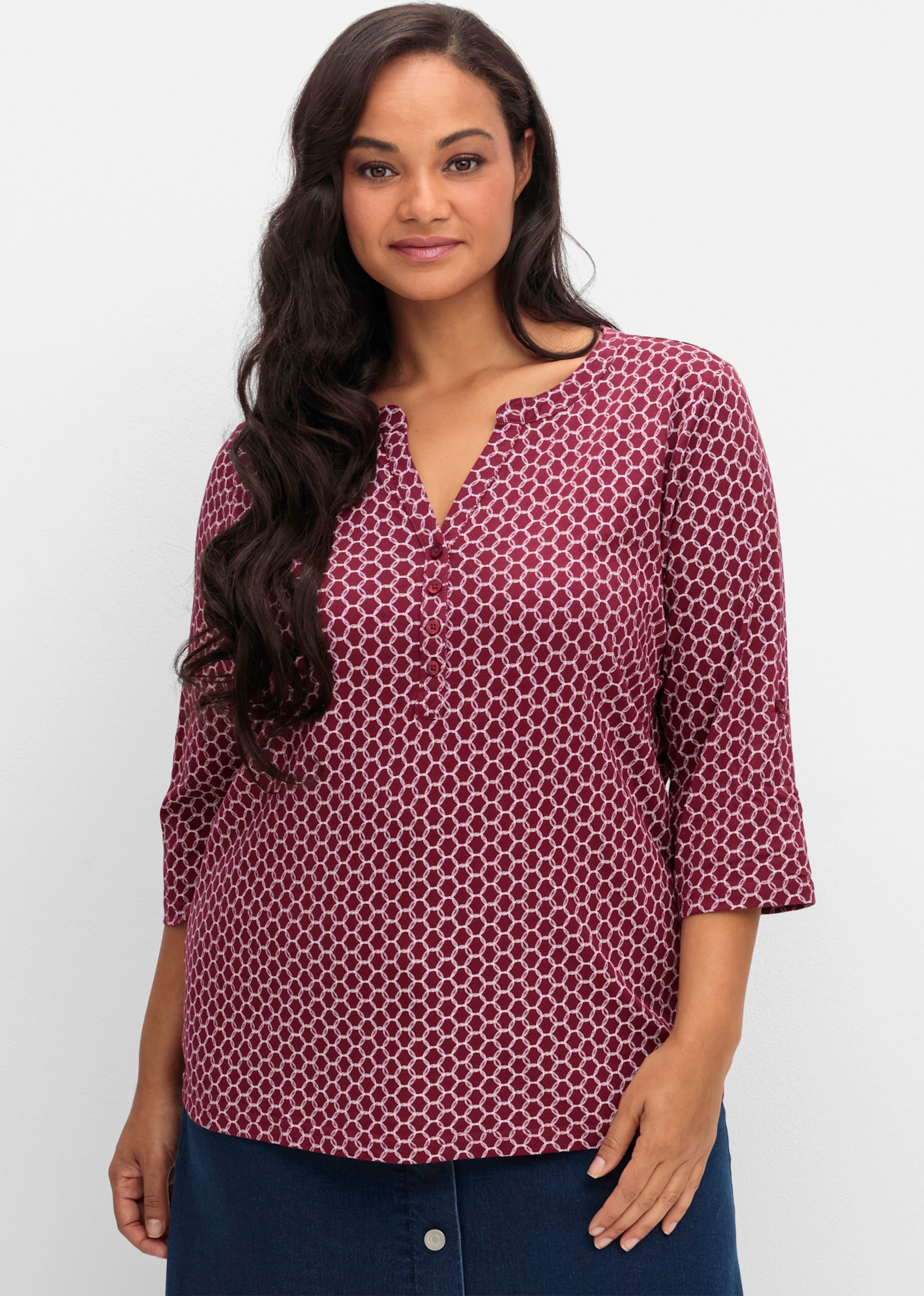 Sheego 3/4-Arm-Shirt mit krempelbaren Ärmeln