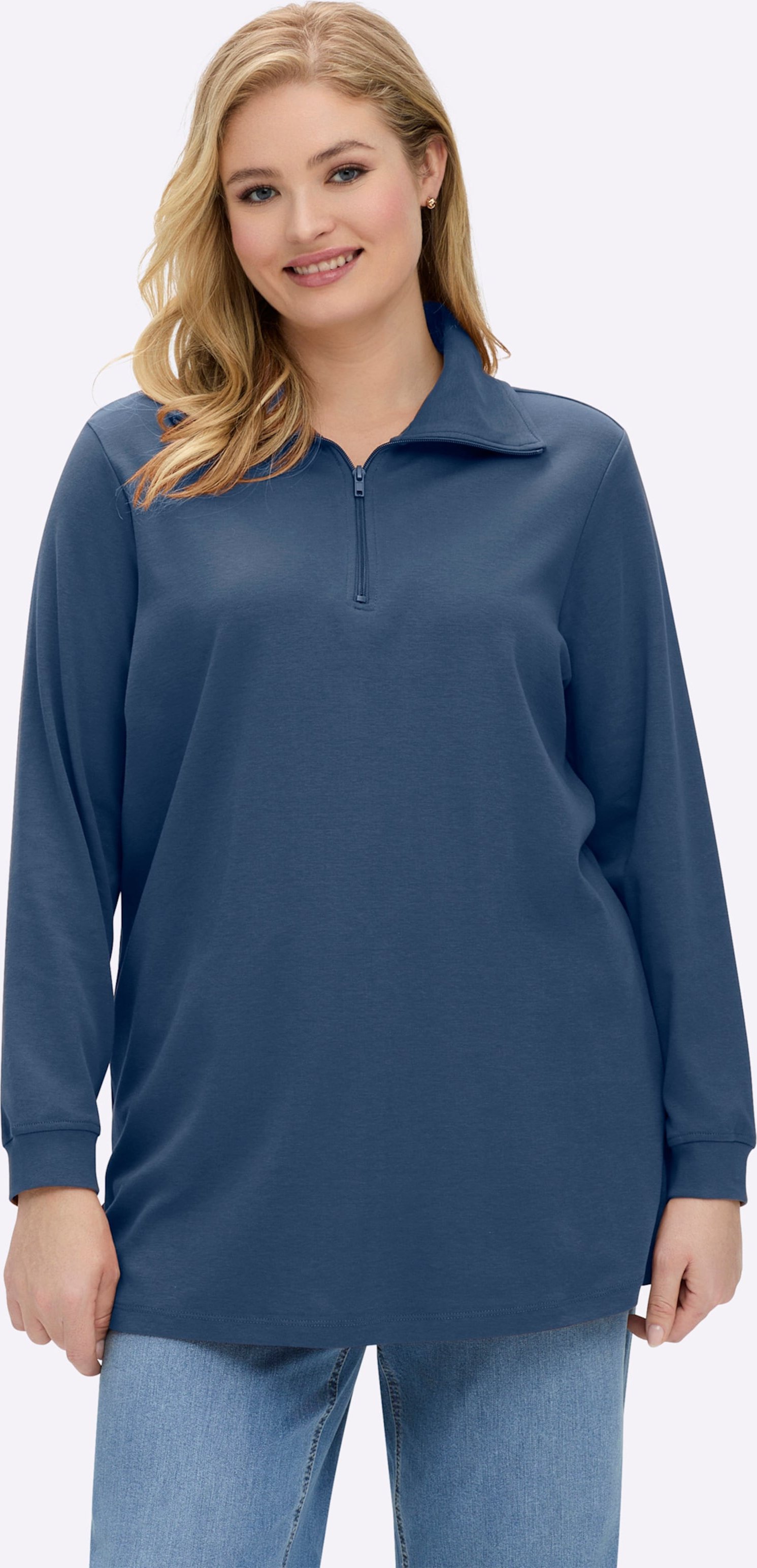 Sheego Longsweatshirt mit Umlegekragen