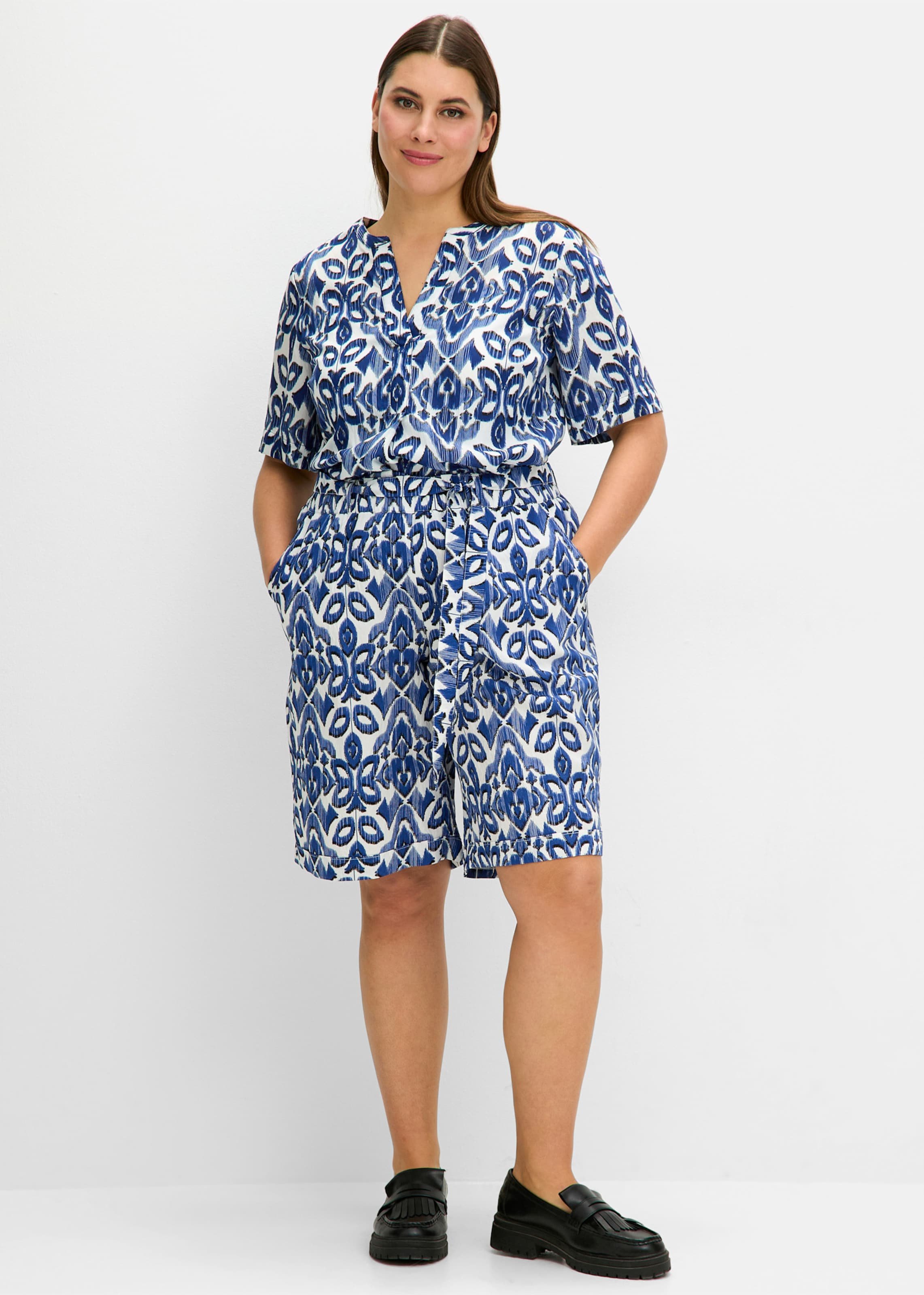 Sheego Bermudas mit Bindegürtel, bedruckt