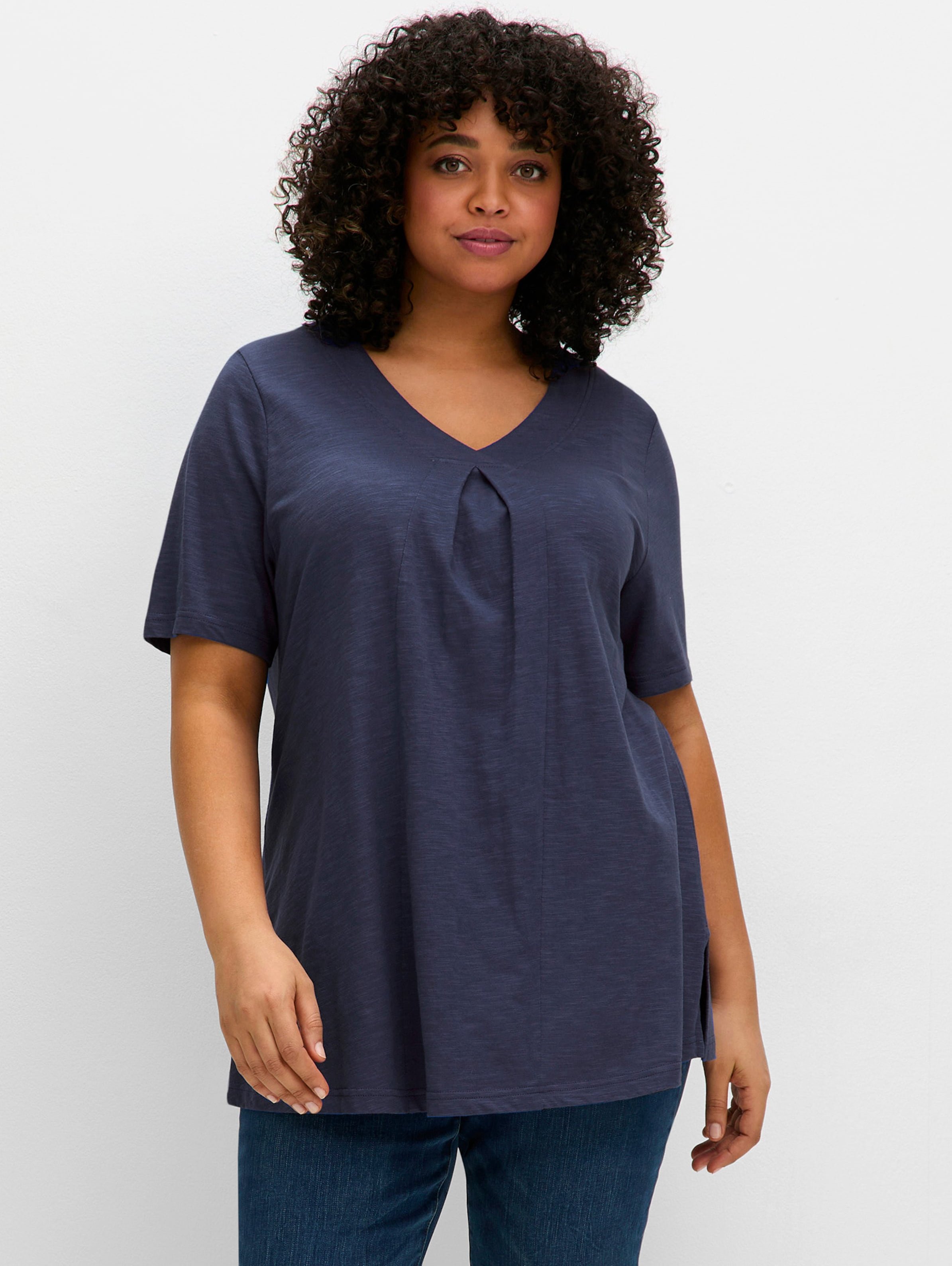 Sheego Shirt aus Flammgarn, mit Kellerfalte