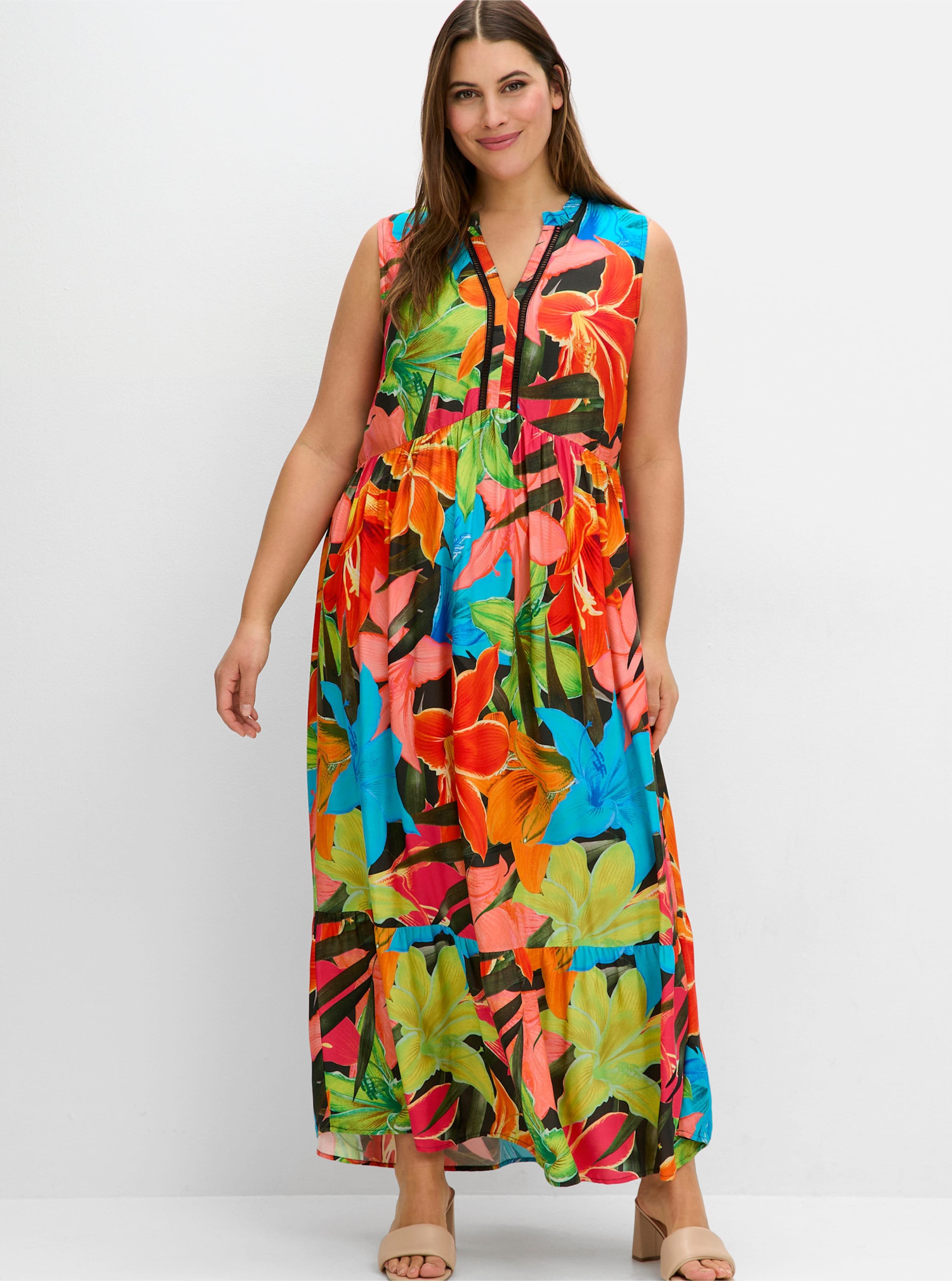 Sheego Maxikleid mit Blumenmuster
