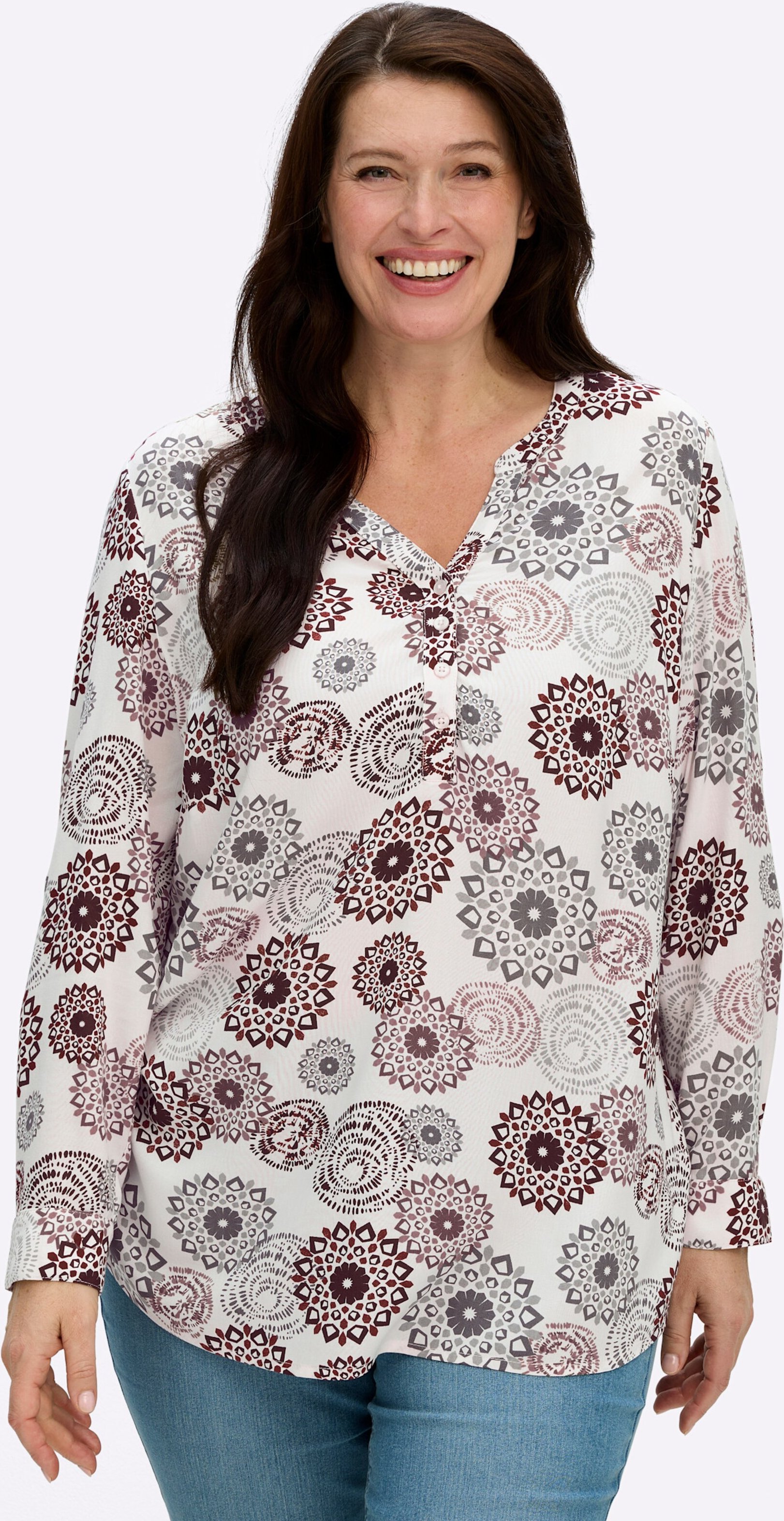 Sheego Langarmbluse mit Krempelfunktion