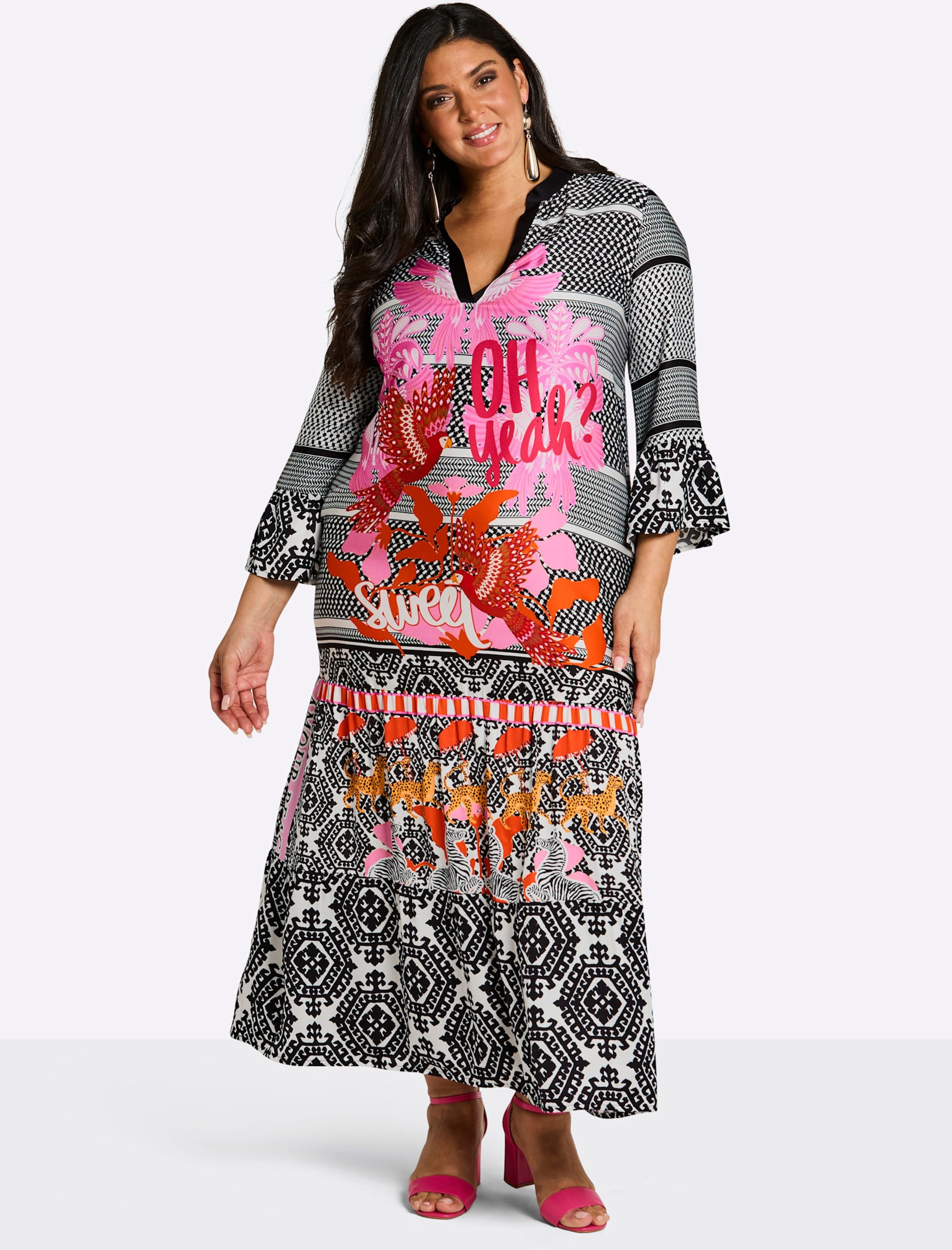 Sheego Volantkleid im Mustermix