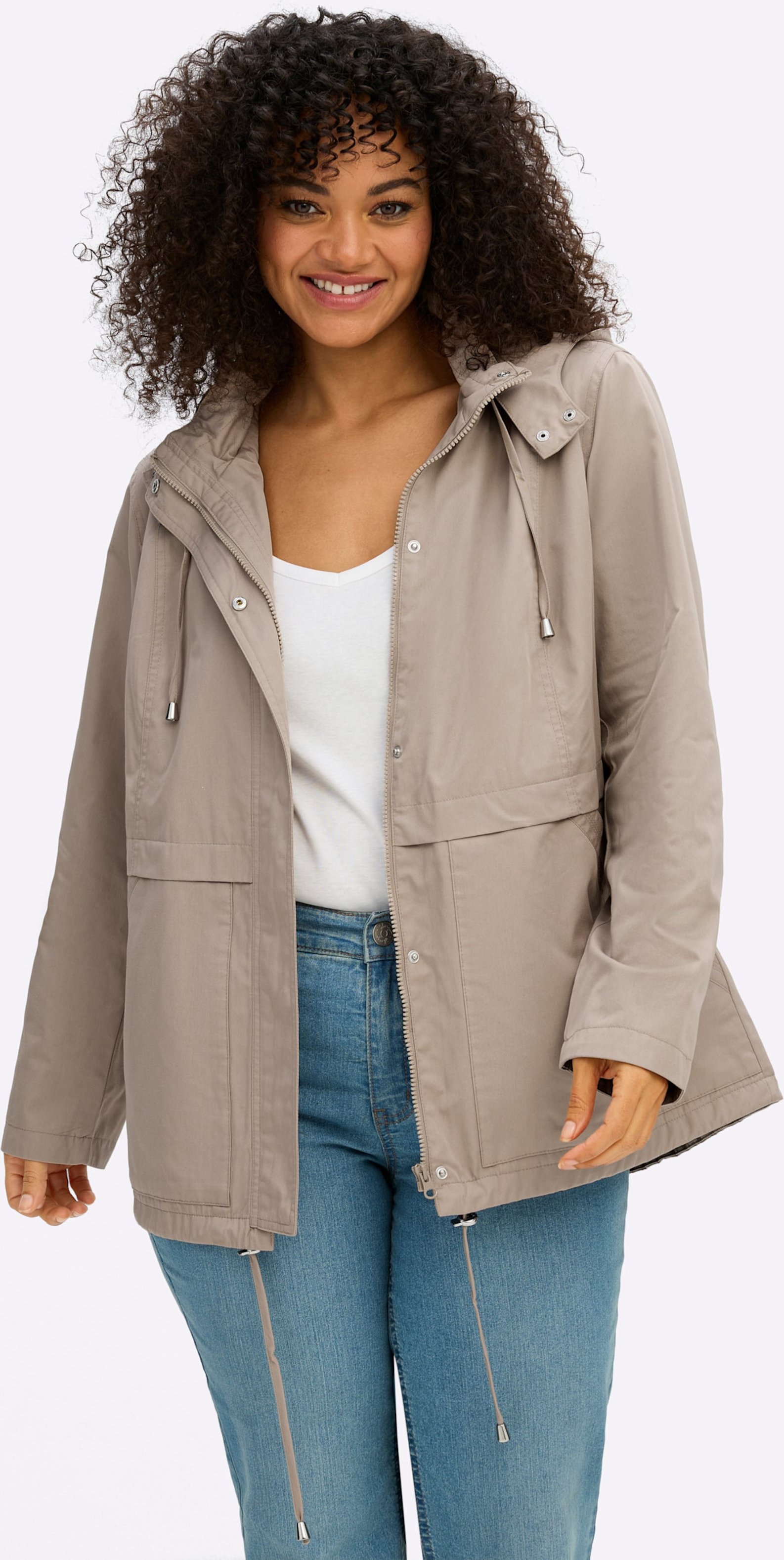 Sheego Kapuzenjacke mit Stehkragen