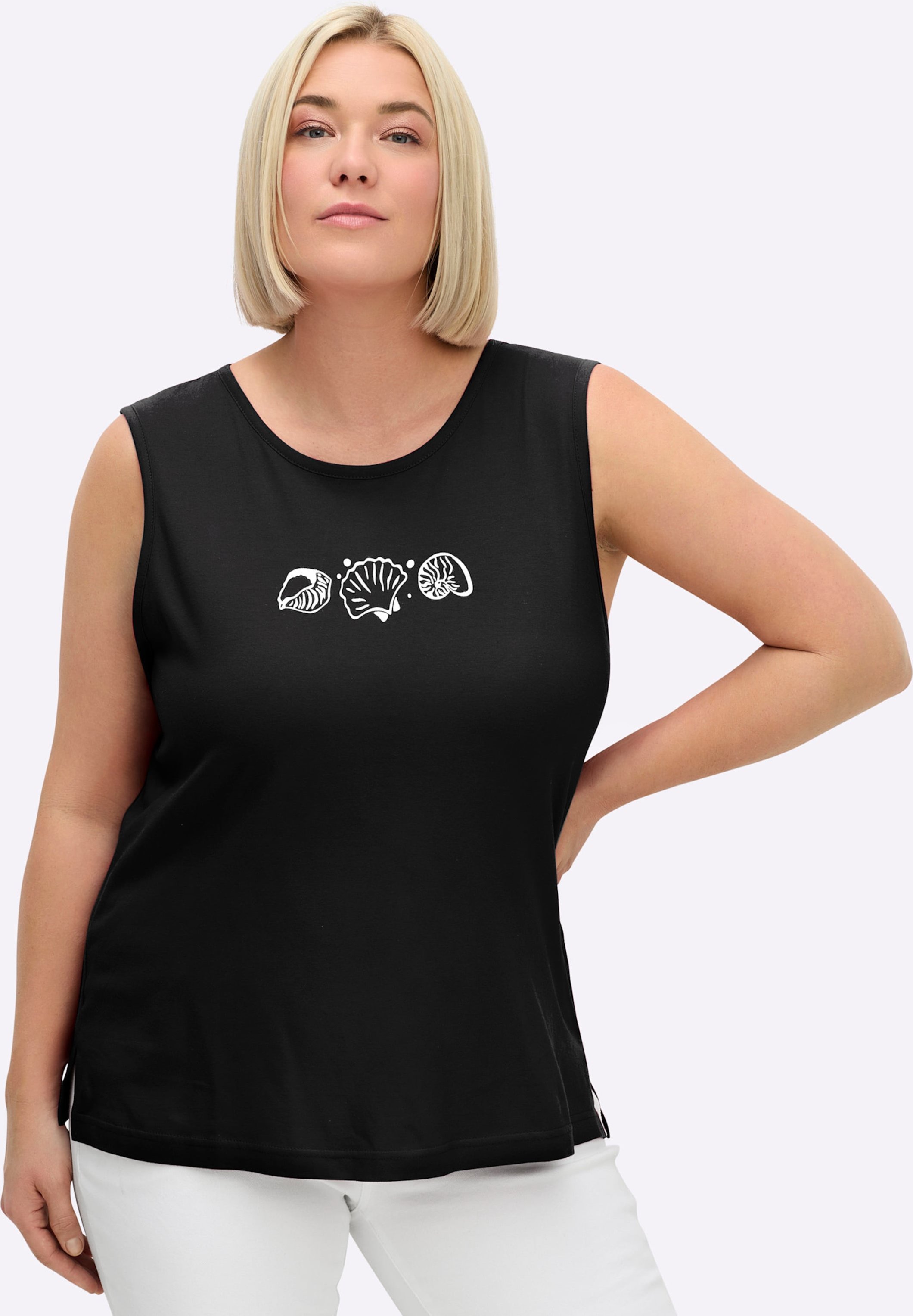 Sheego Shirttop mit Seitenschlitzen