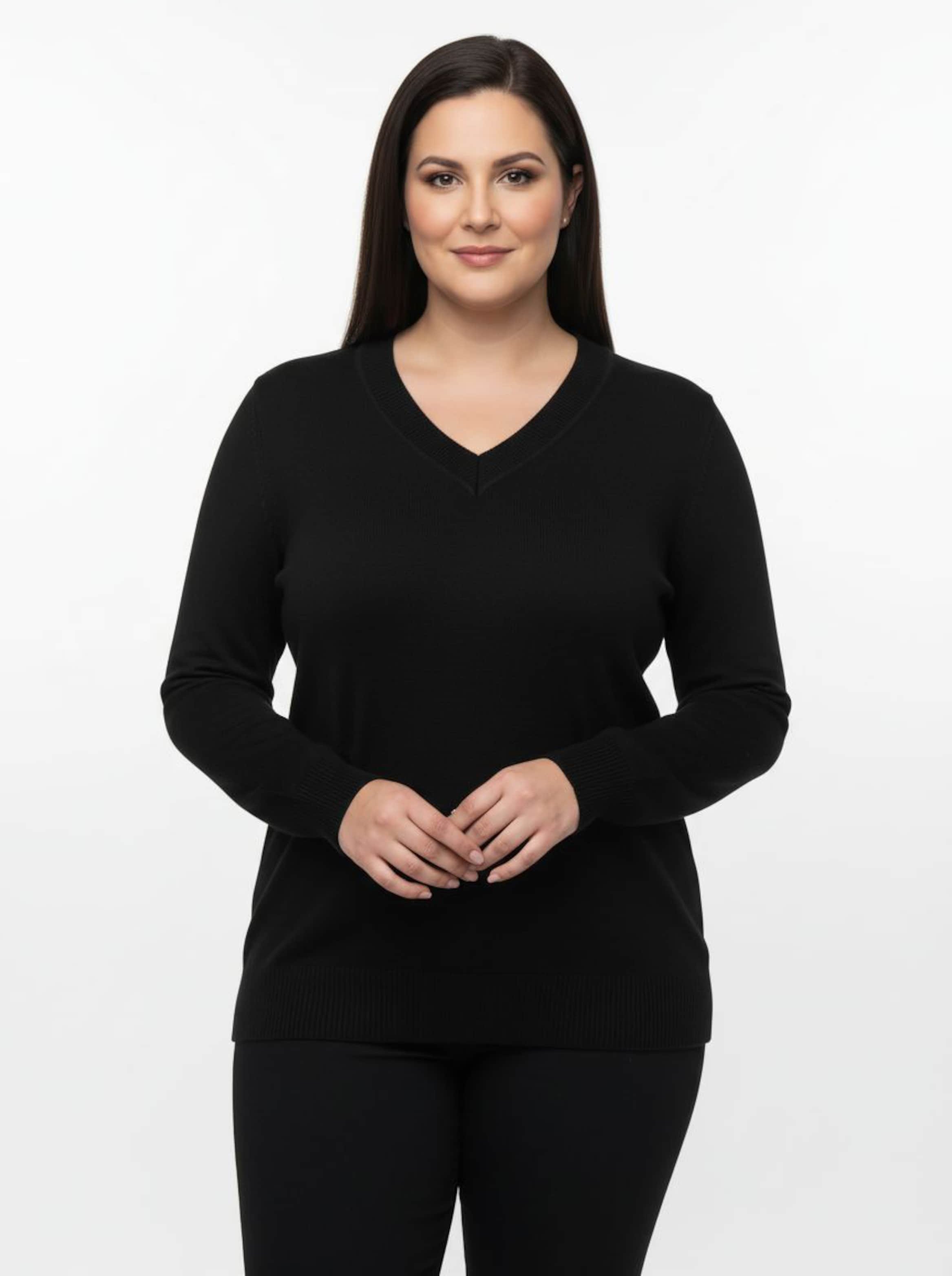 Sheego V-Ausschnitt-Pullover aus Feinstrick