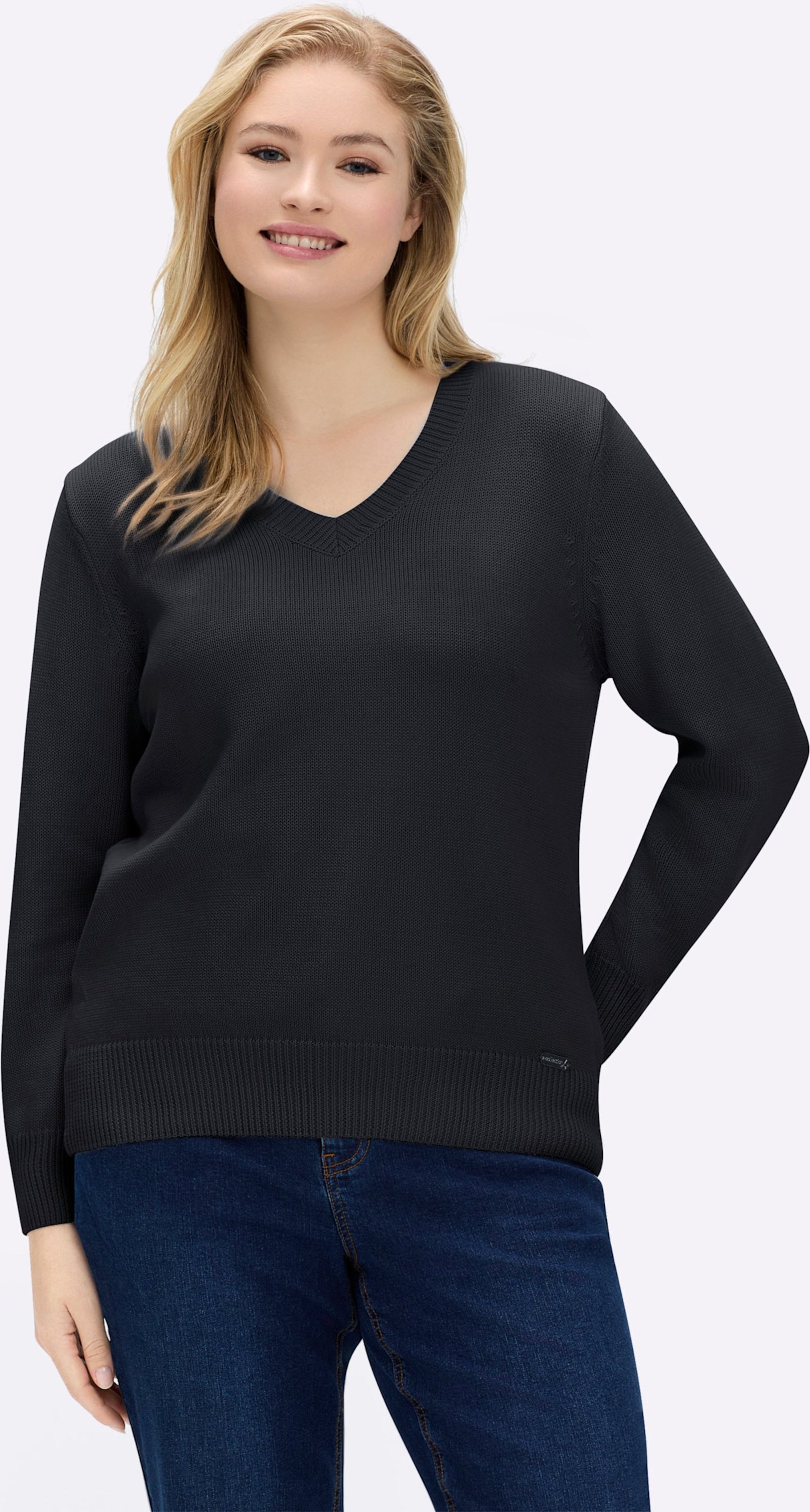 Sheego V-Ausschnitt-Pullover mit Baumwolle