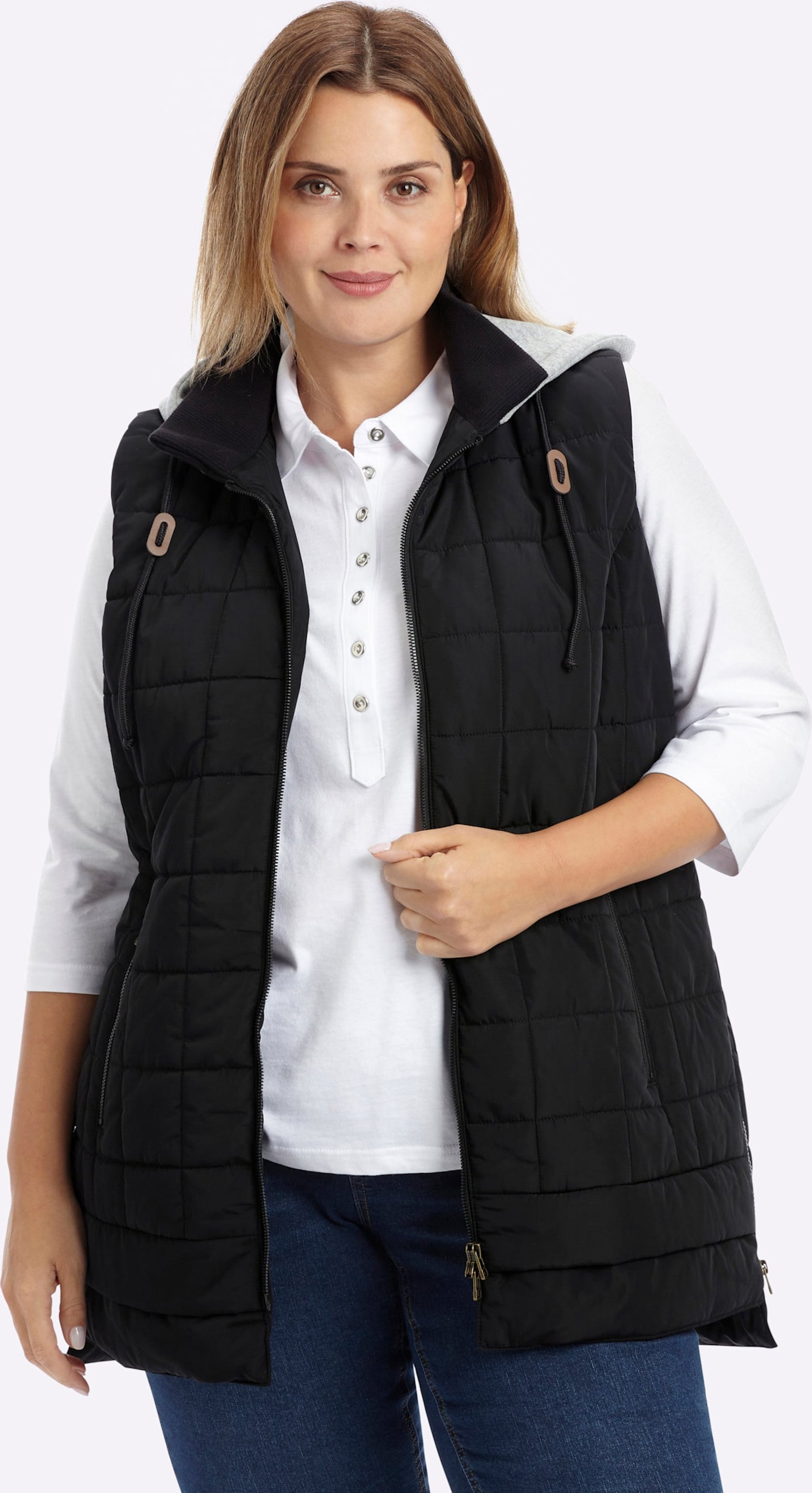 Sheego Steppweste im Materialmix