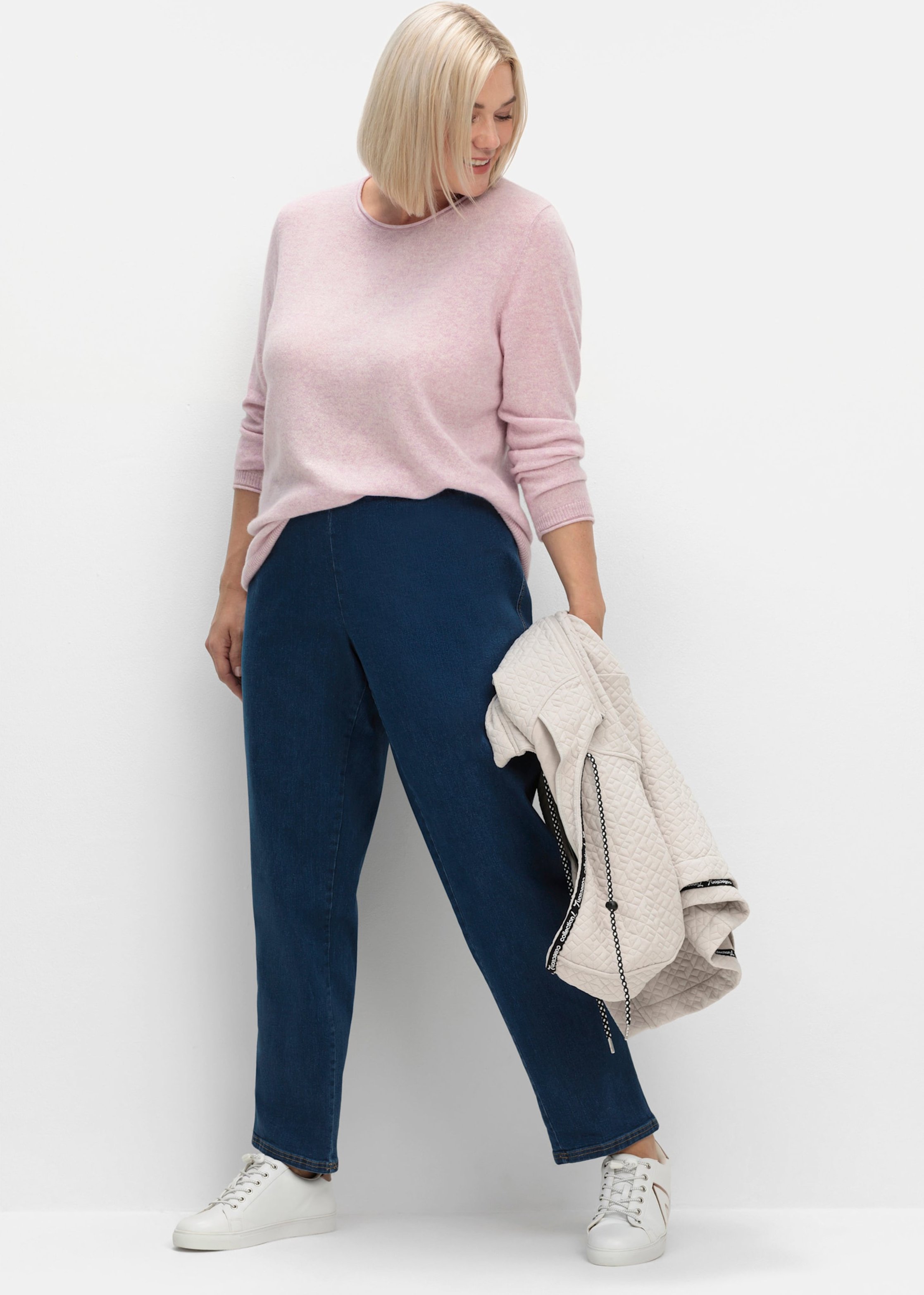 Sheego Kaschmirpullover mit Rollkanten