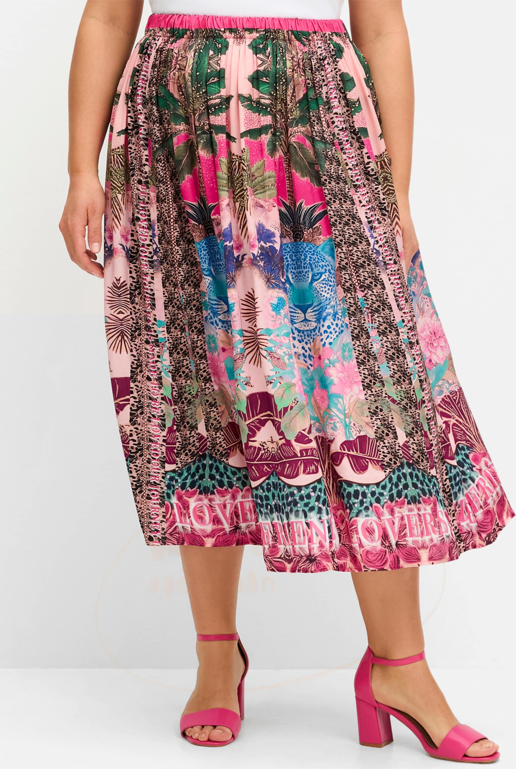 Sheego Satinrock mit Tropical-Print