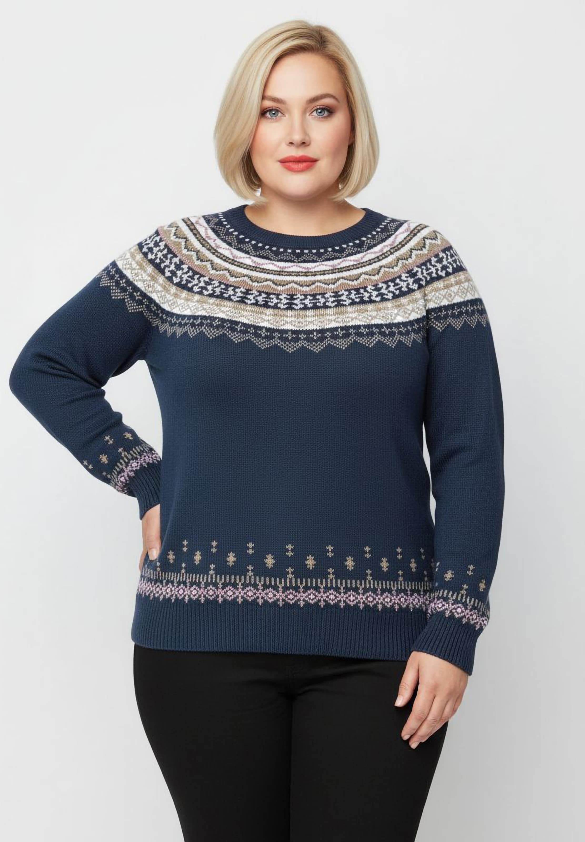 Sheego Norwegerpullover mit Raglan-Ärmeln