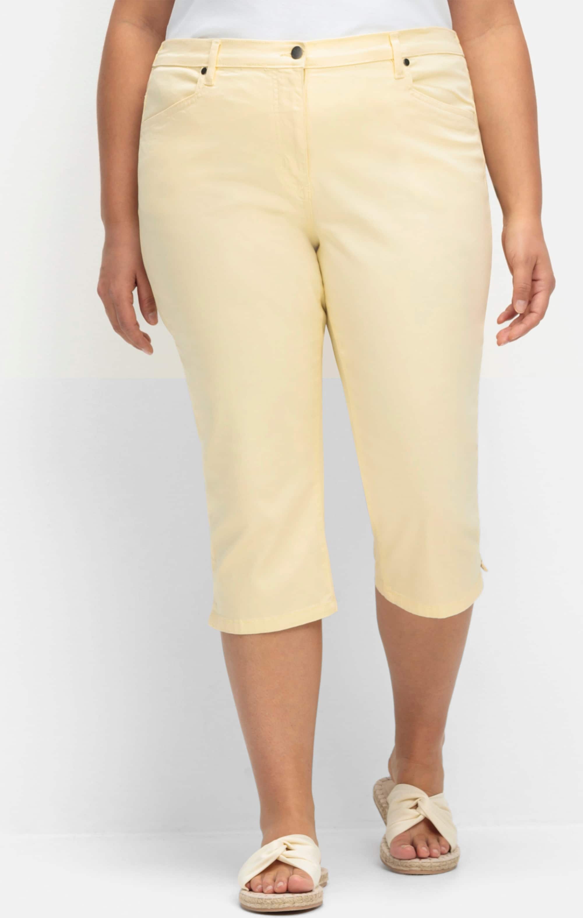 Sheego Caprijeans mit glitzerndem Katzenmotiv