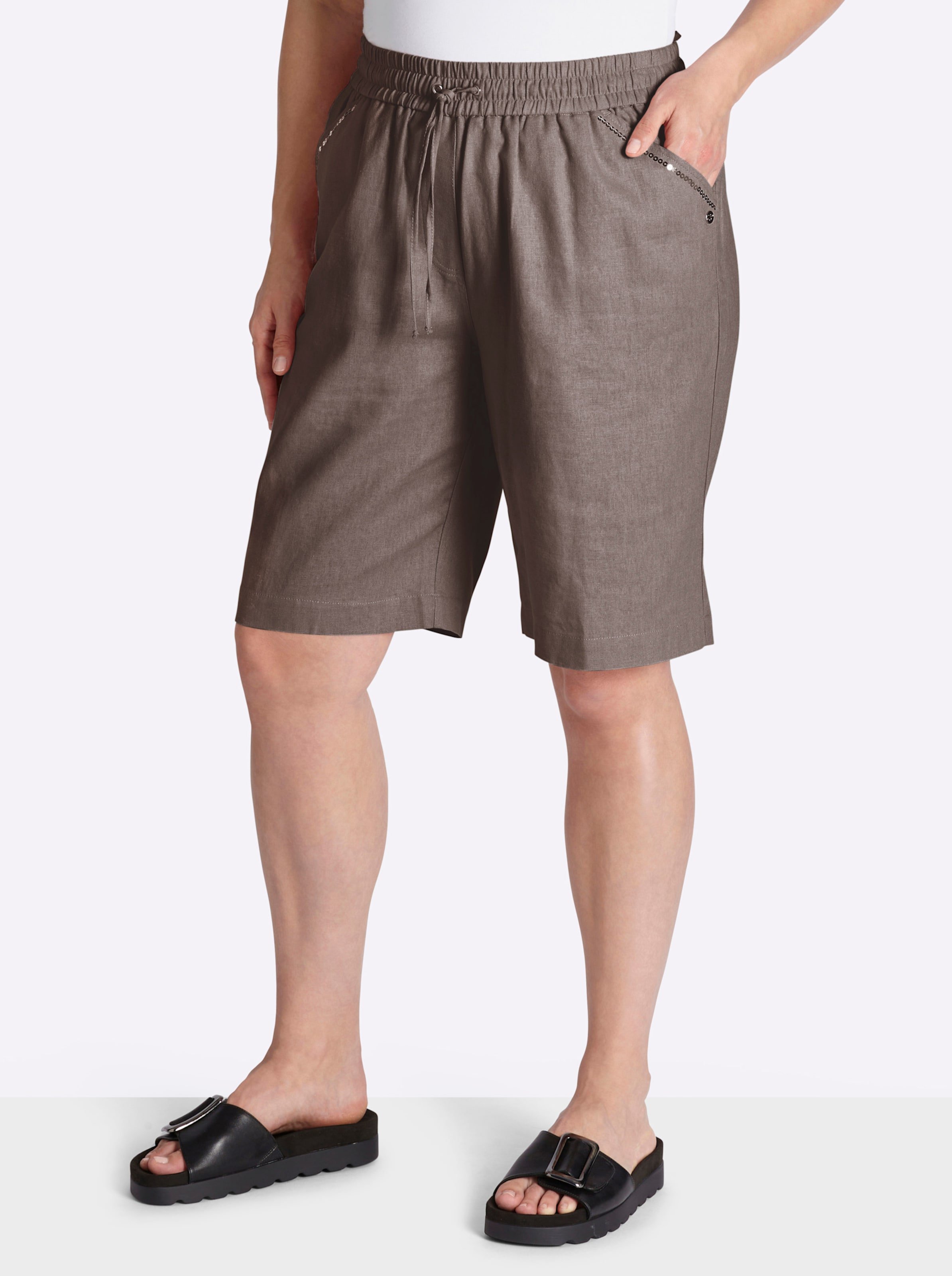 Sheego Bermudas mit Pailletten entlang der Taschen