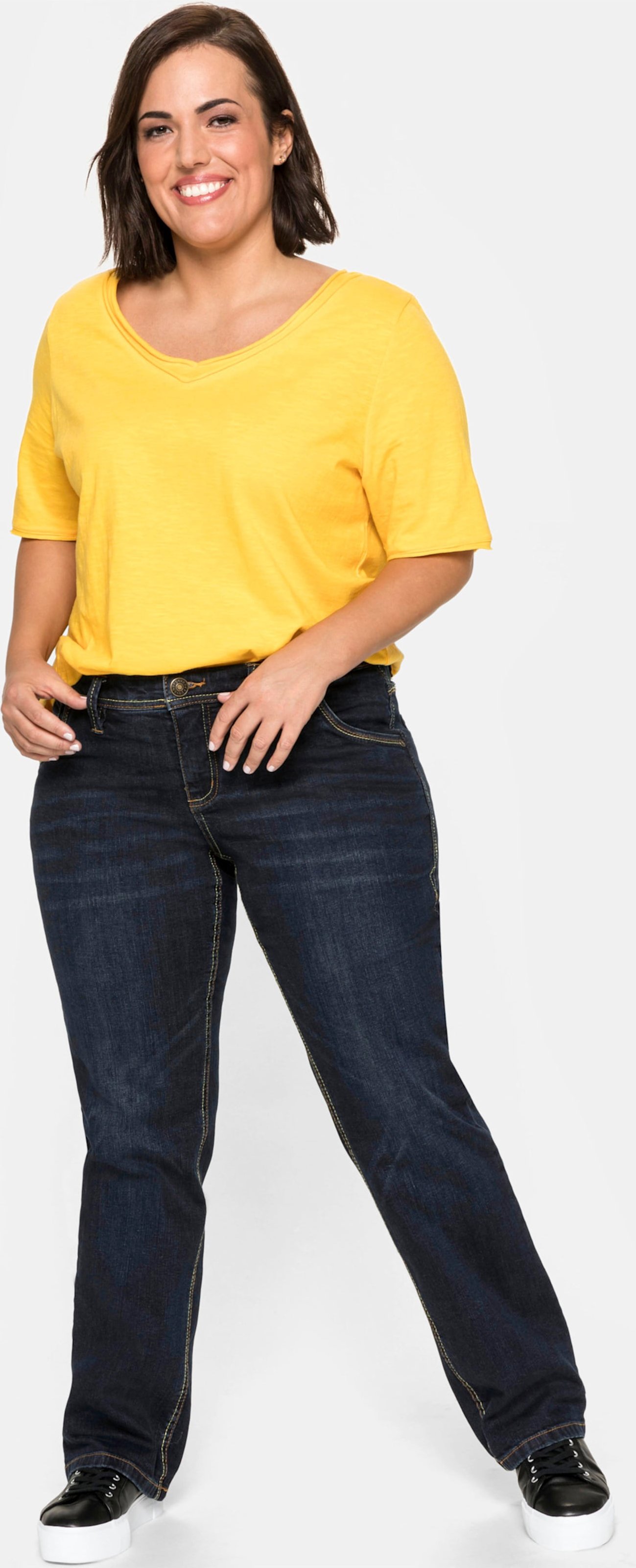 Sheego Gerade Jeans mit Used-Effekten