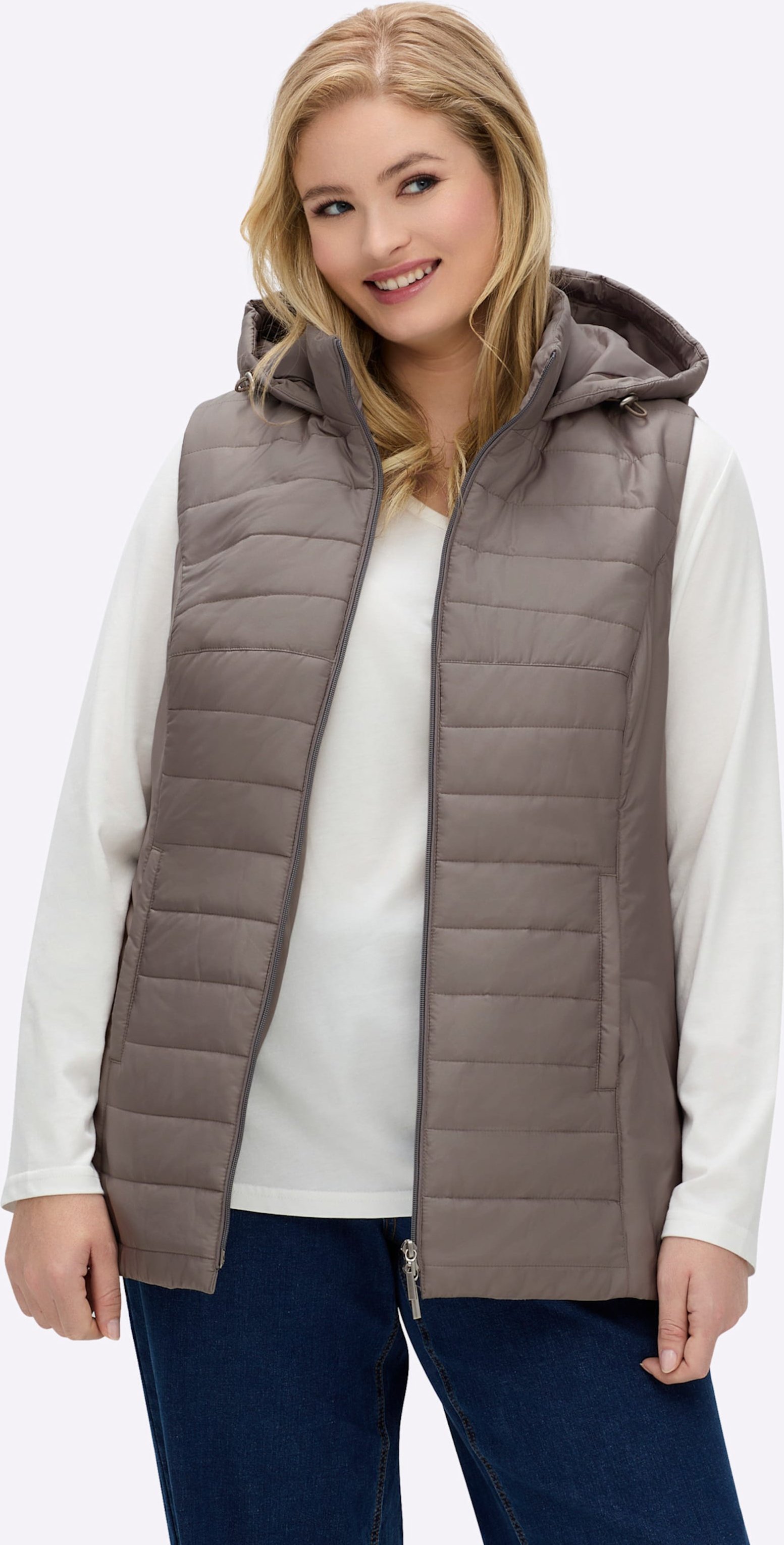 Sheego Longweste mit Kapuze