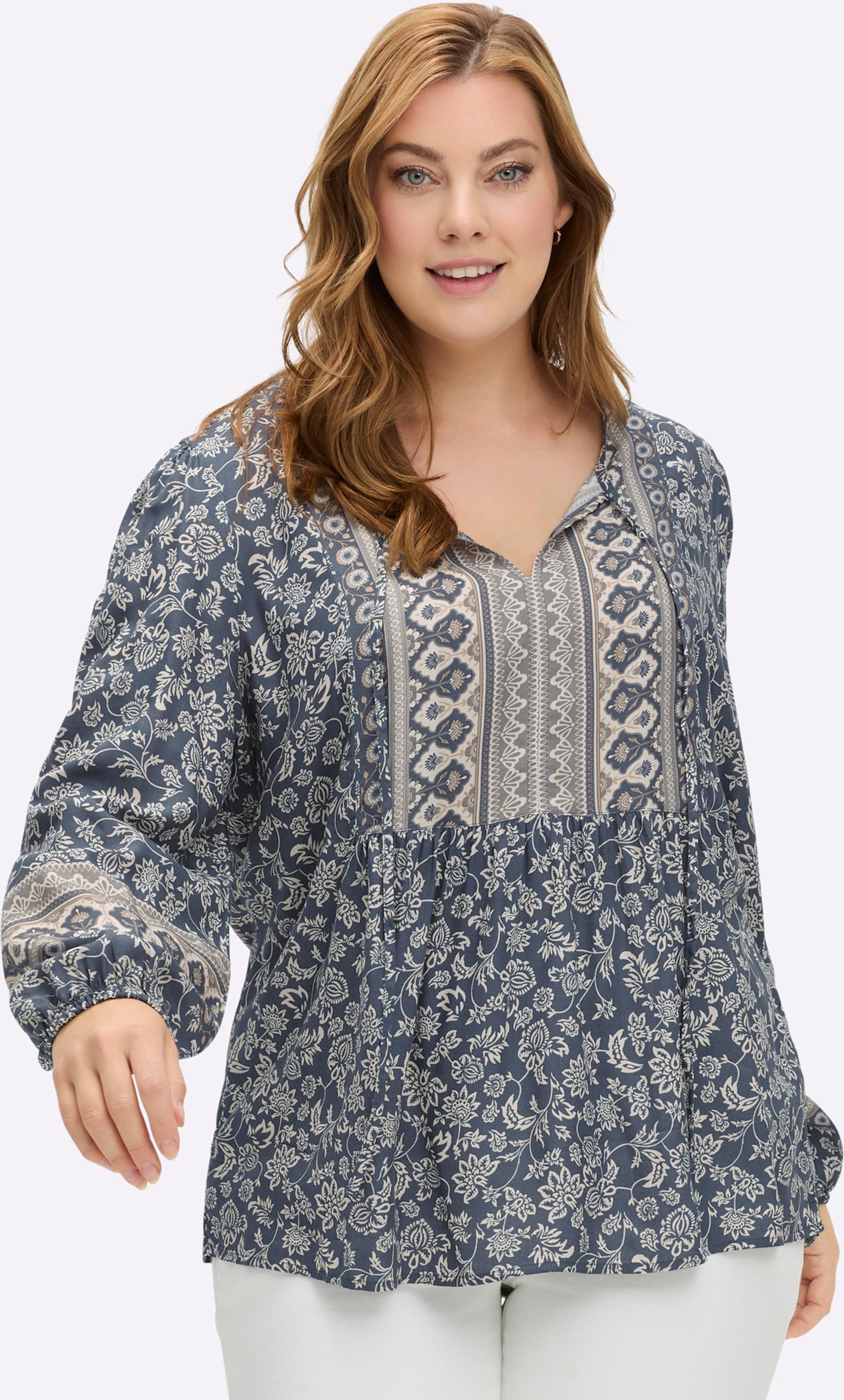 Sheego Druckbluse in Tunikaform