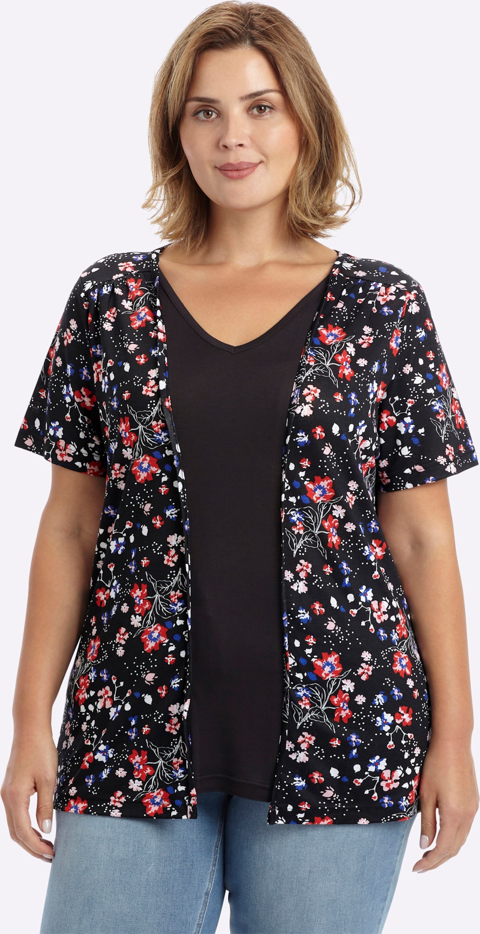 Sheego 2-in-1-Shirt in längerer Form, reine Viskose