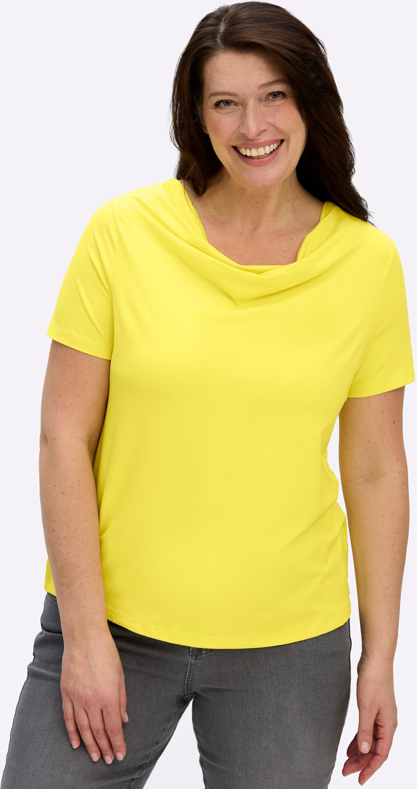 Sheego Wasserfallshirt mit kurzen Ärmeln