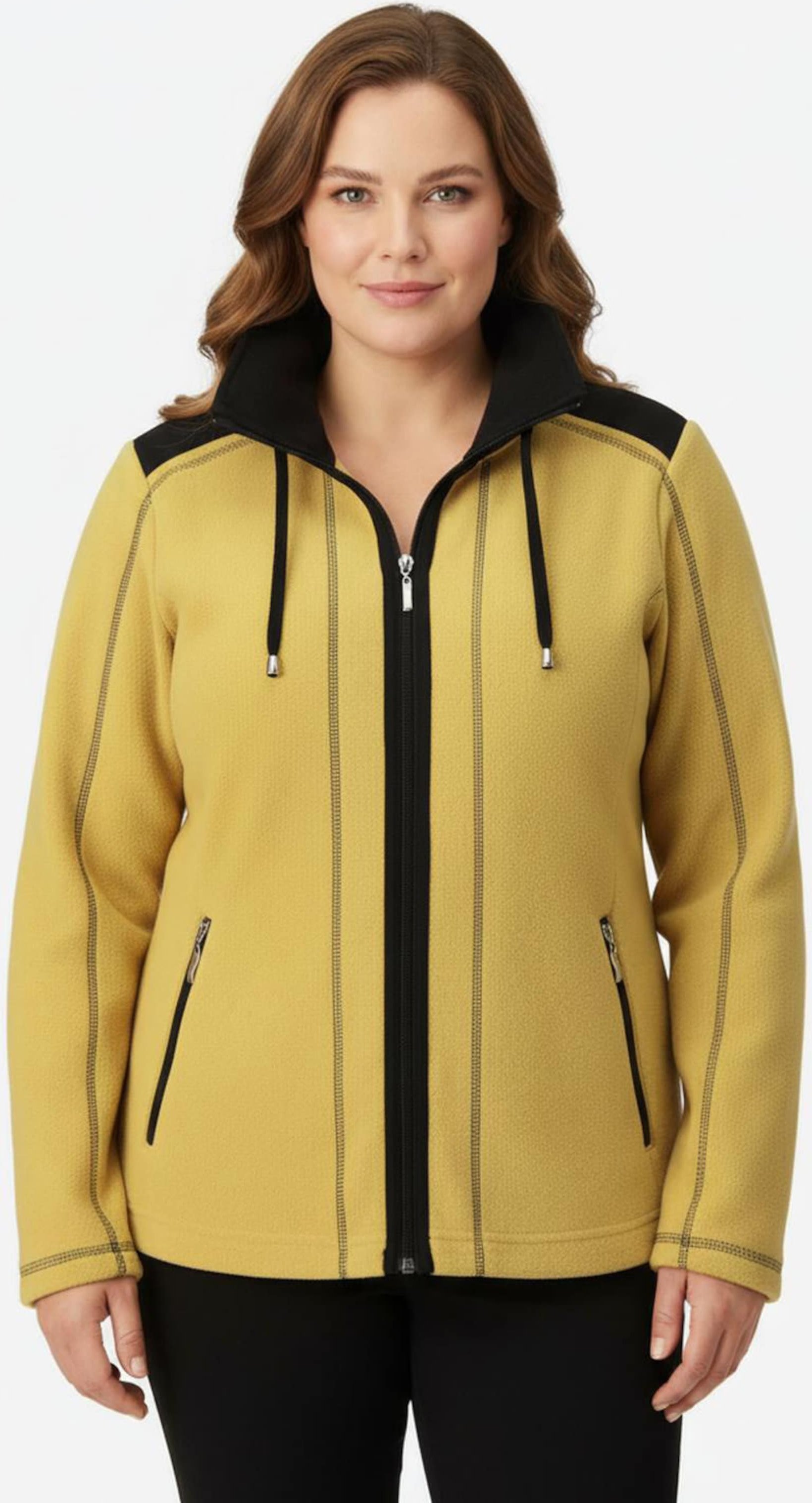 Sheego Fleecejacke mit Kontraststreifen