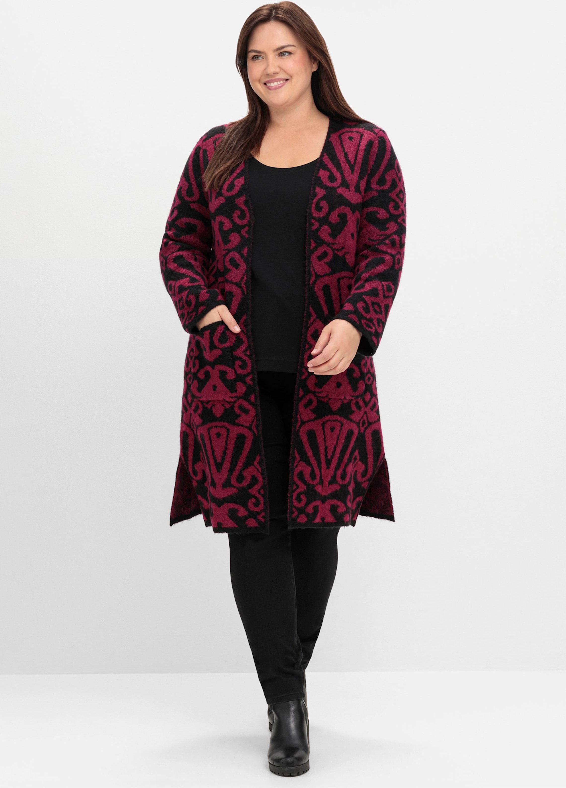 Sheego Longstrickjacke mit Jacquard-Muster