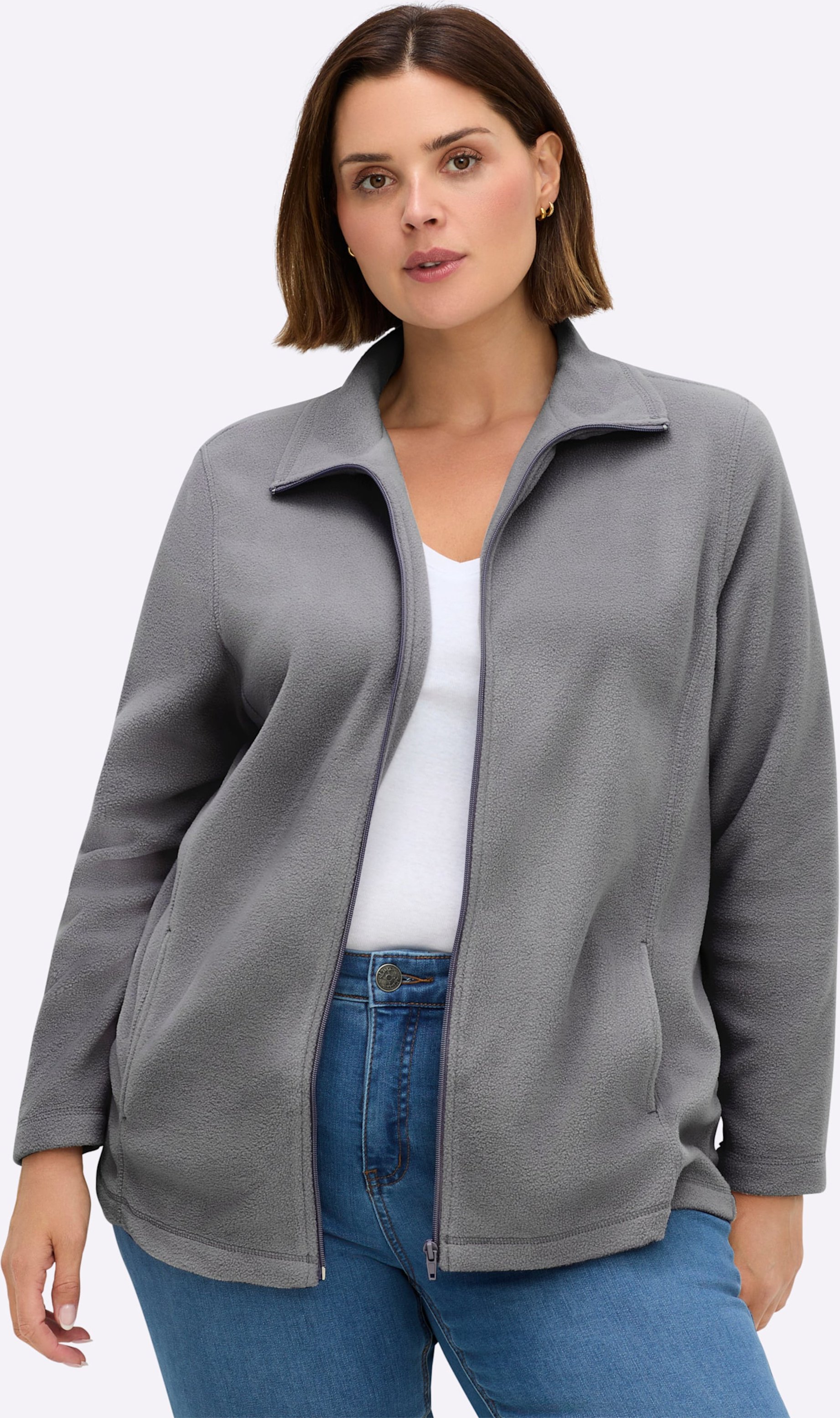 Sheego Fleecejacke mit zwei Taschen