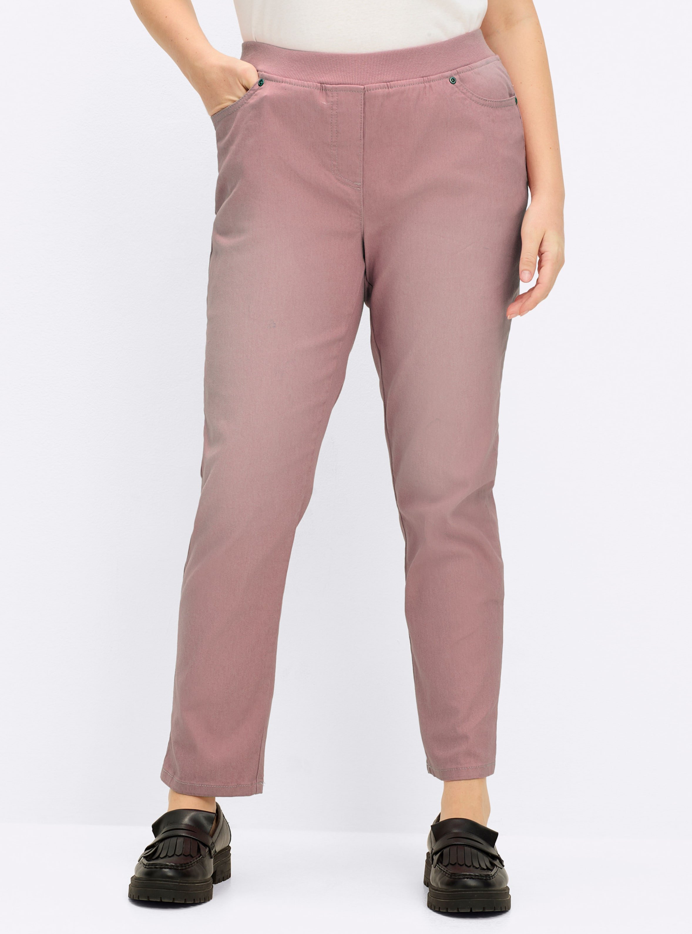 Sheego Schlupfjeans mit geripptem Strick-Dehnbund