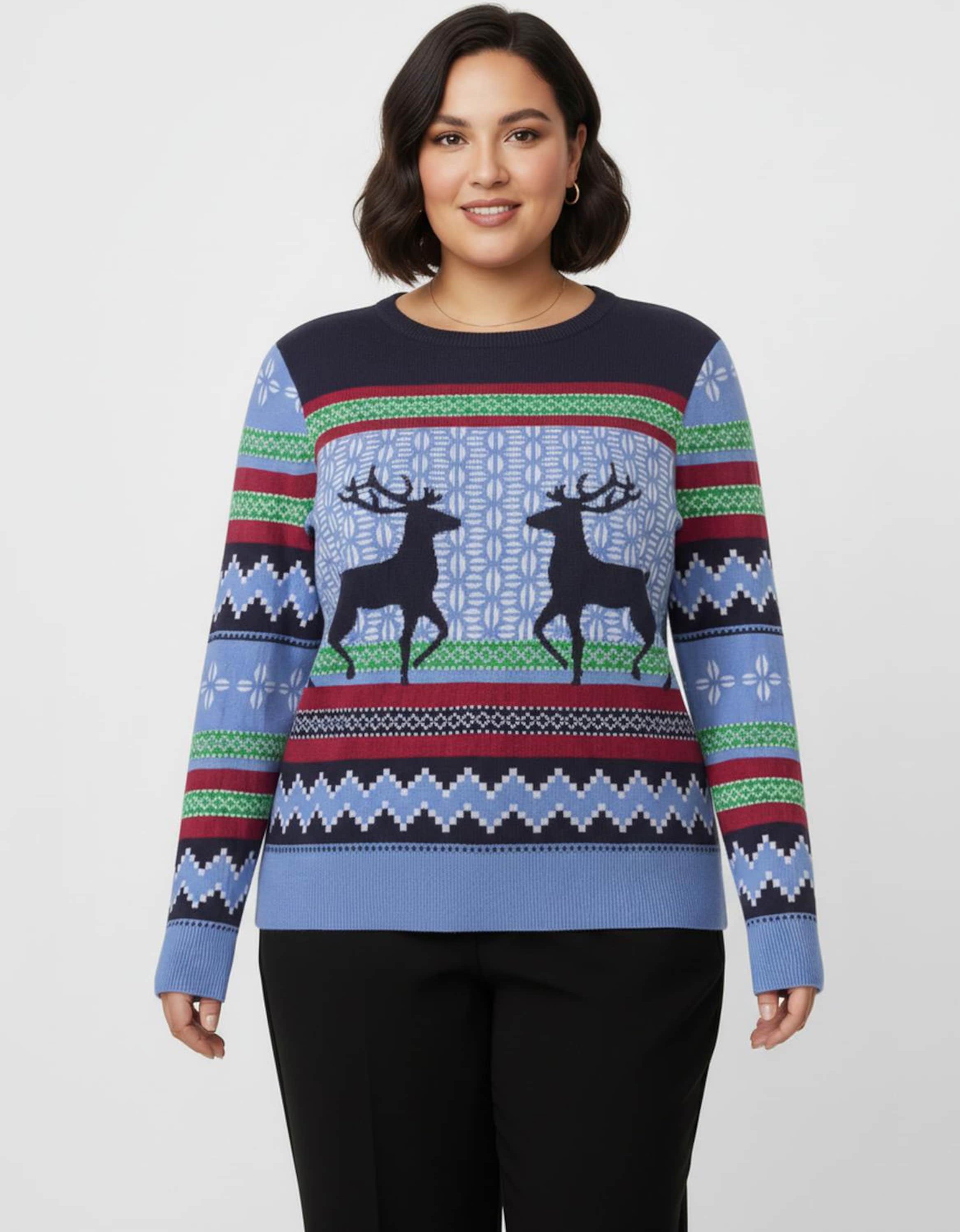 Sheego Jacquard-Pullover in Norweger-Optik