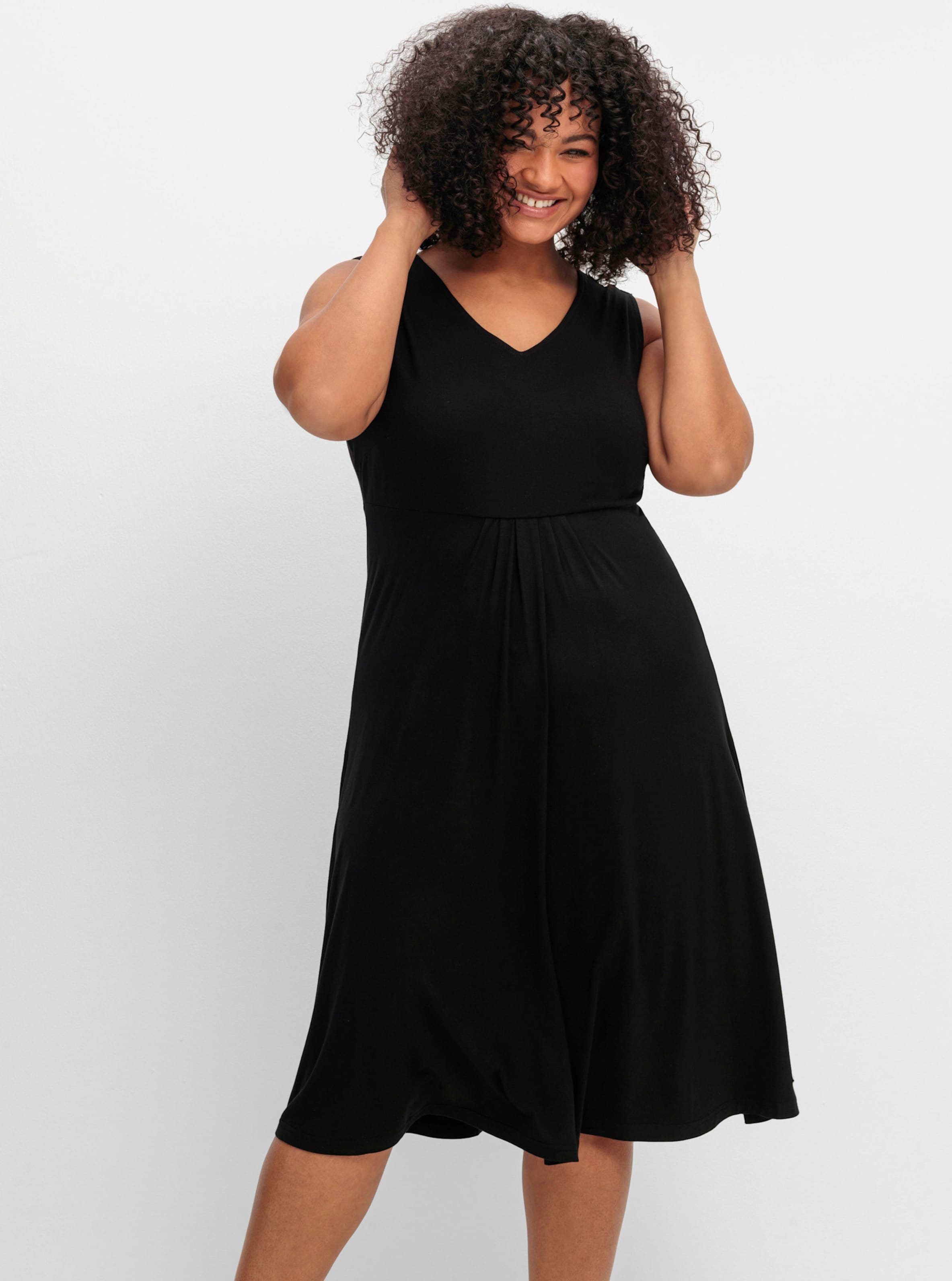 Sheego Jerseykleid mit Raffung vorne, ärmellos