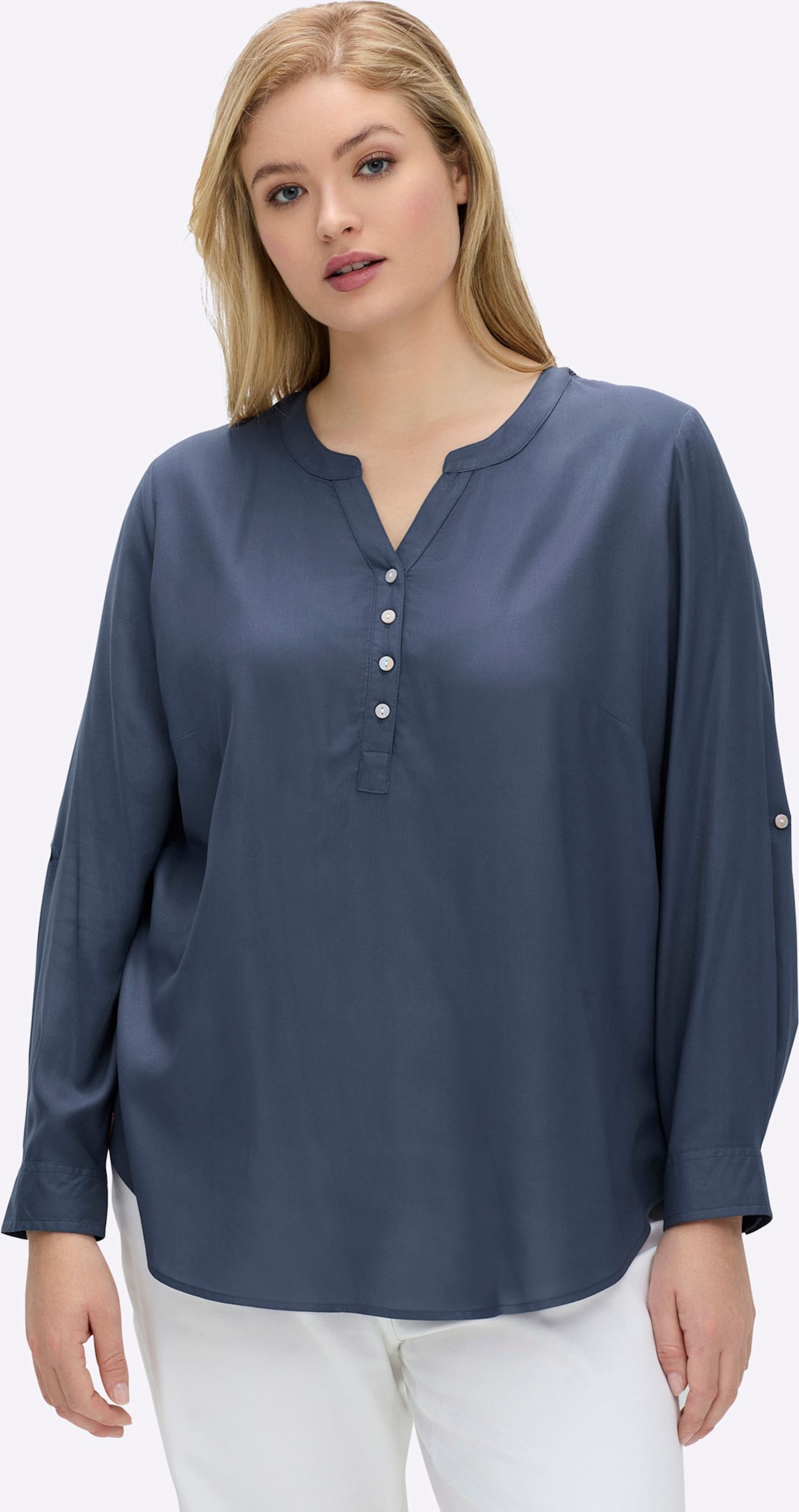 Sheego Longbluse mit abgerundetem Saum