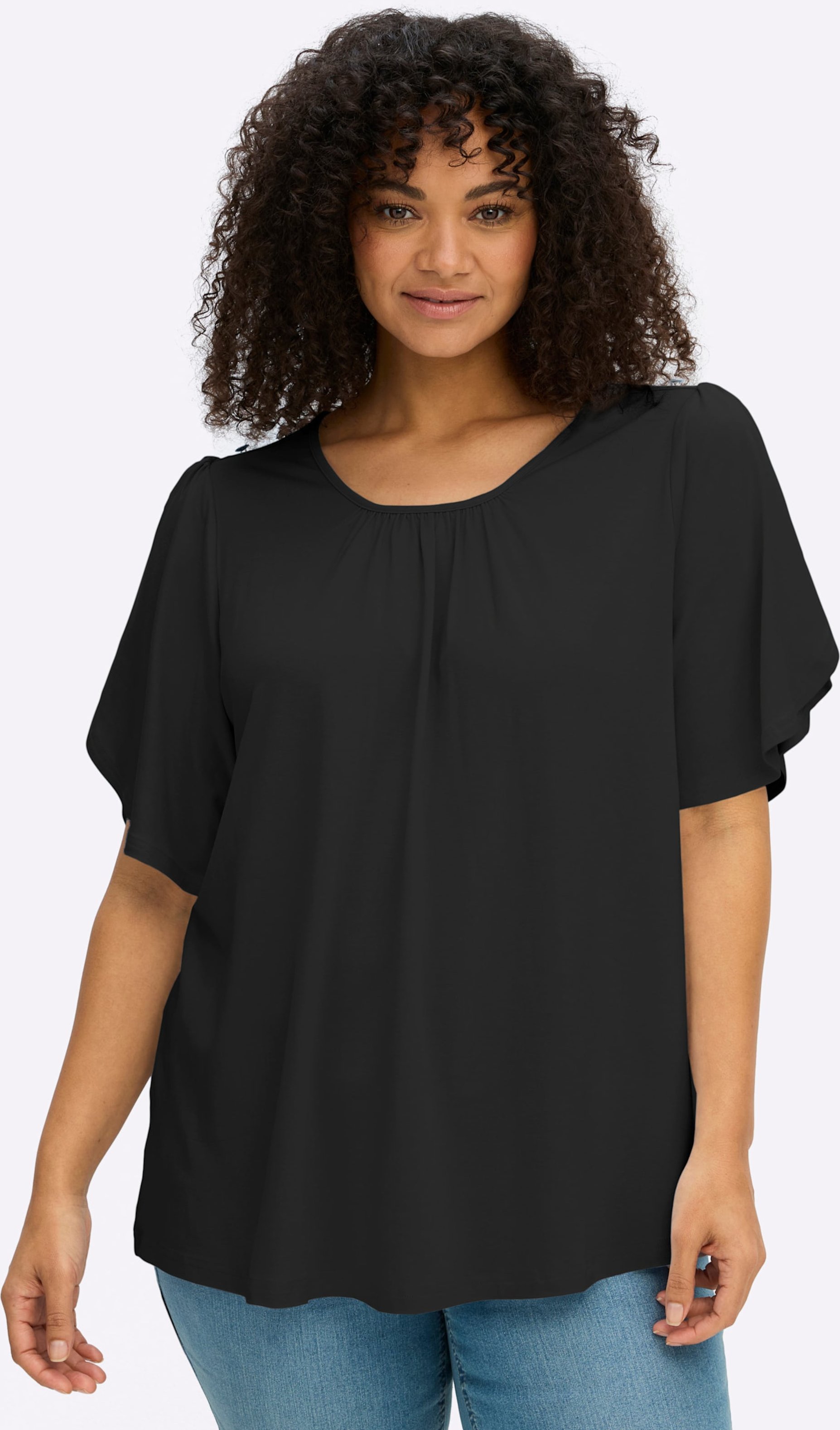 Sheego Rundhalsshirt mit Tulpenärmeln