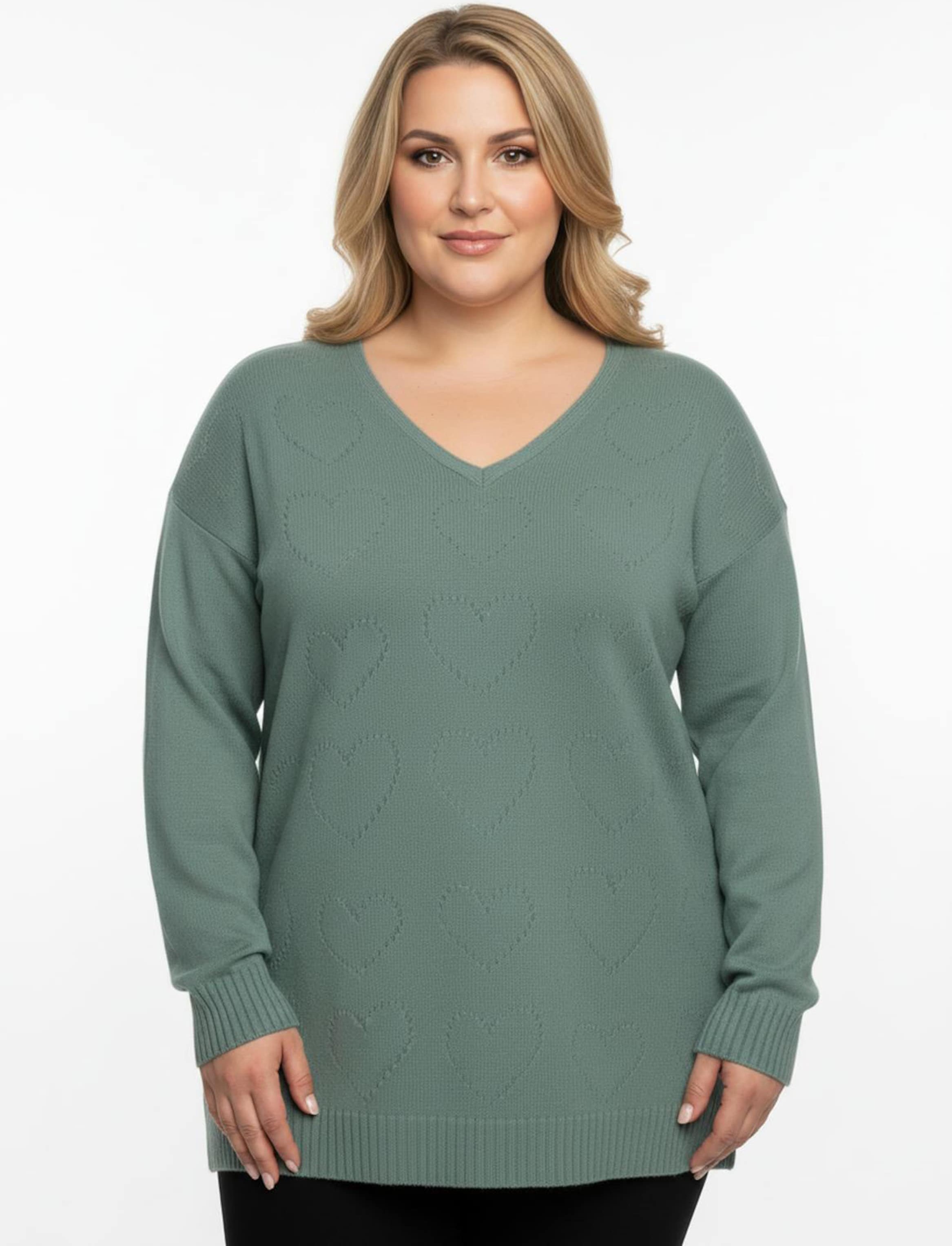 Sheego Longpullover mit Ajour-Herzchen
