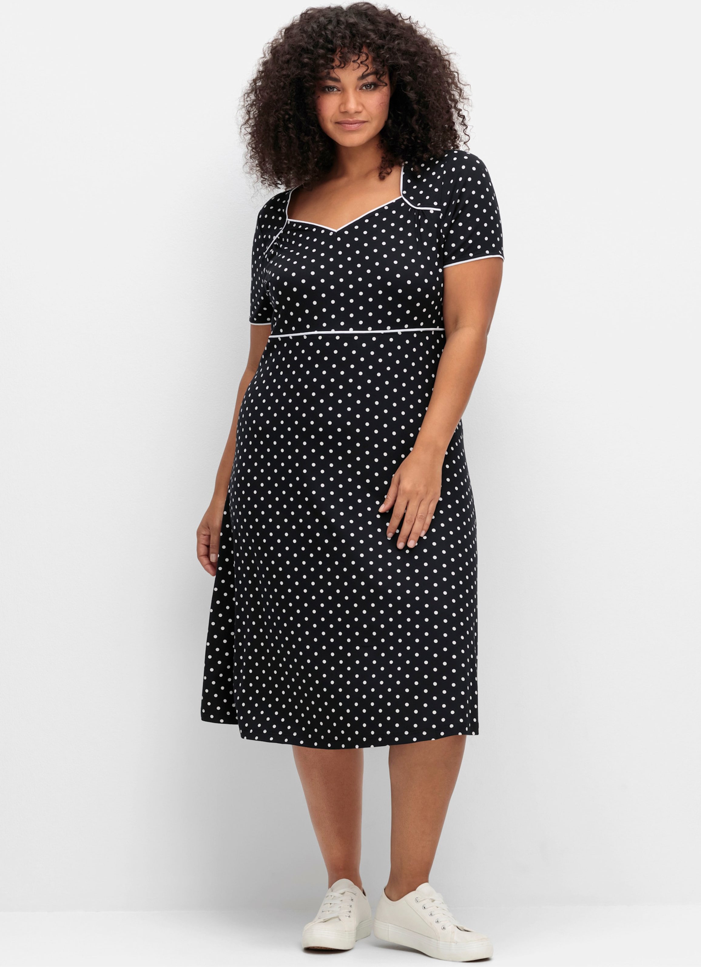 Sheego Jerseykleid mit Punktedruck